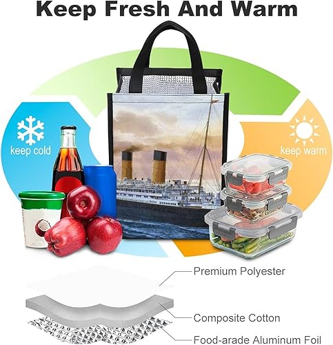 Miniatura 4 de Retro Titanic Famous Old Historic Lunch Bags para mujeres y hombres, lonchera aislada reutilizable bolsa de mano para el hogar y la oficina
