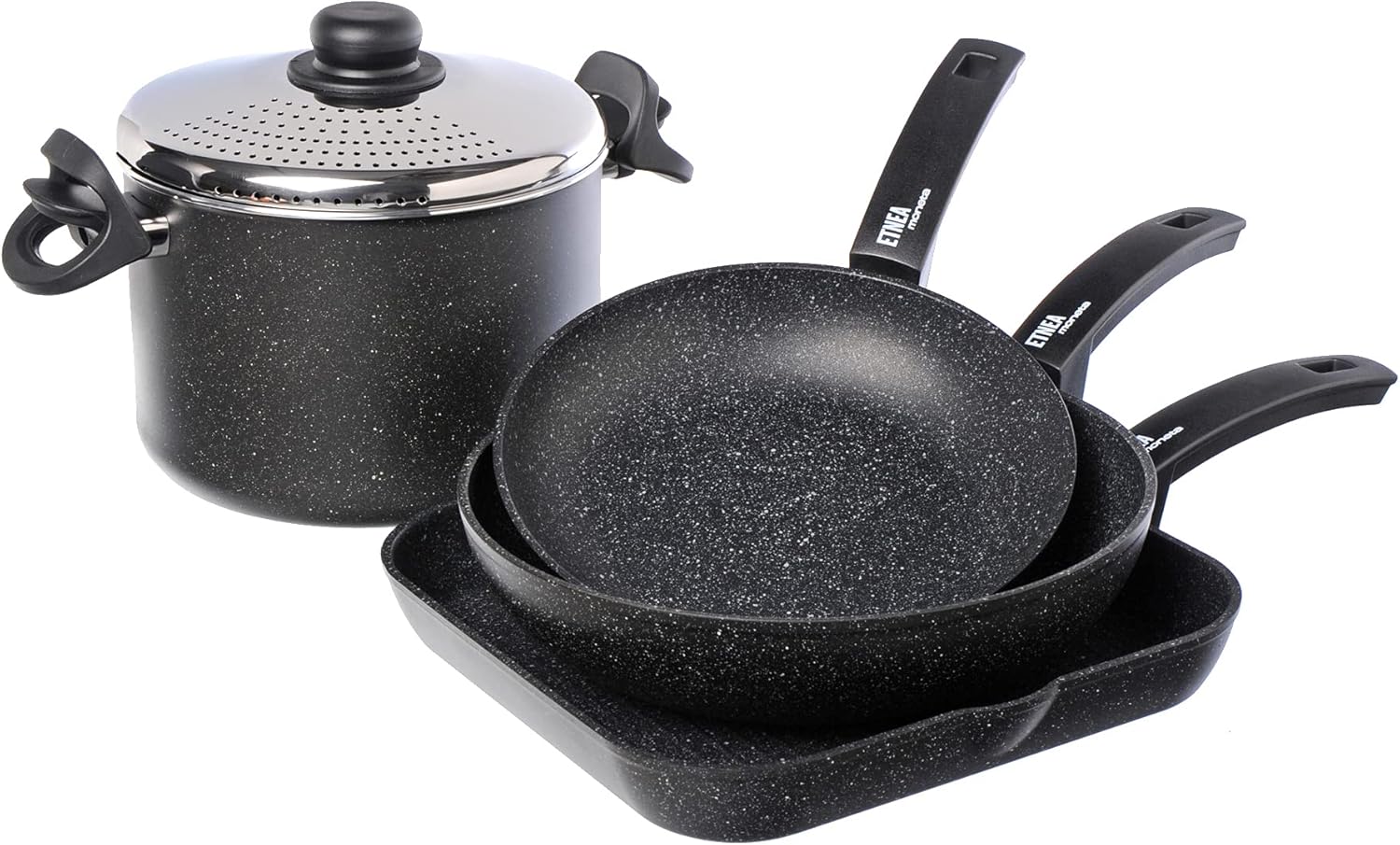 Moneta 0018656615 Etnea Artech Ultra Student's Pots & Pans Set, Aluminum, Black