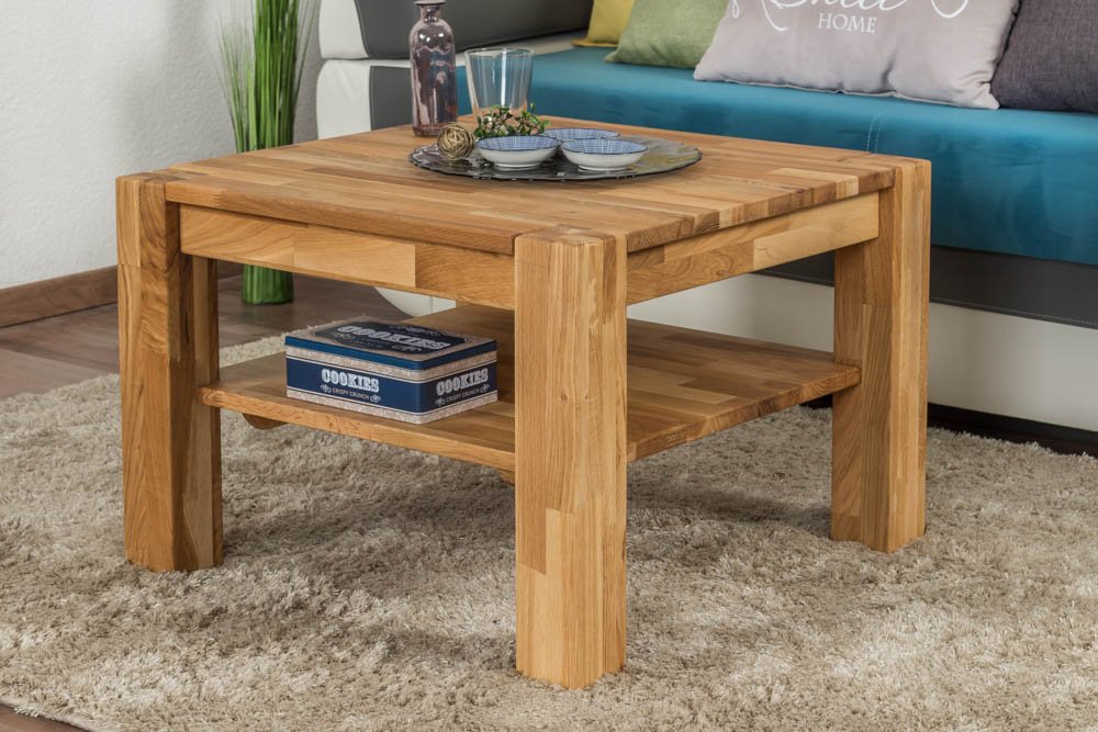 Couchtisch Wooden Nature 123 Eiche massiv - 45-65 - 65 cm (H - B - T)