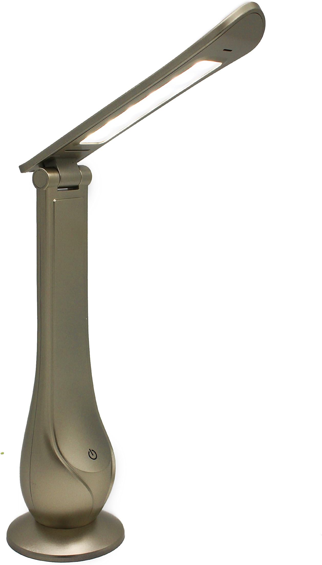 Portable LED Folding Desk Lamp - Dimmable Touch Control Small Table Lamp with Battery Operated USB Charging Port for Office, Bedroom, Living Room and Outdoor (Gold)