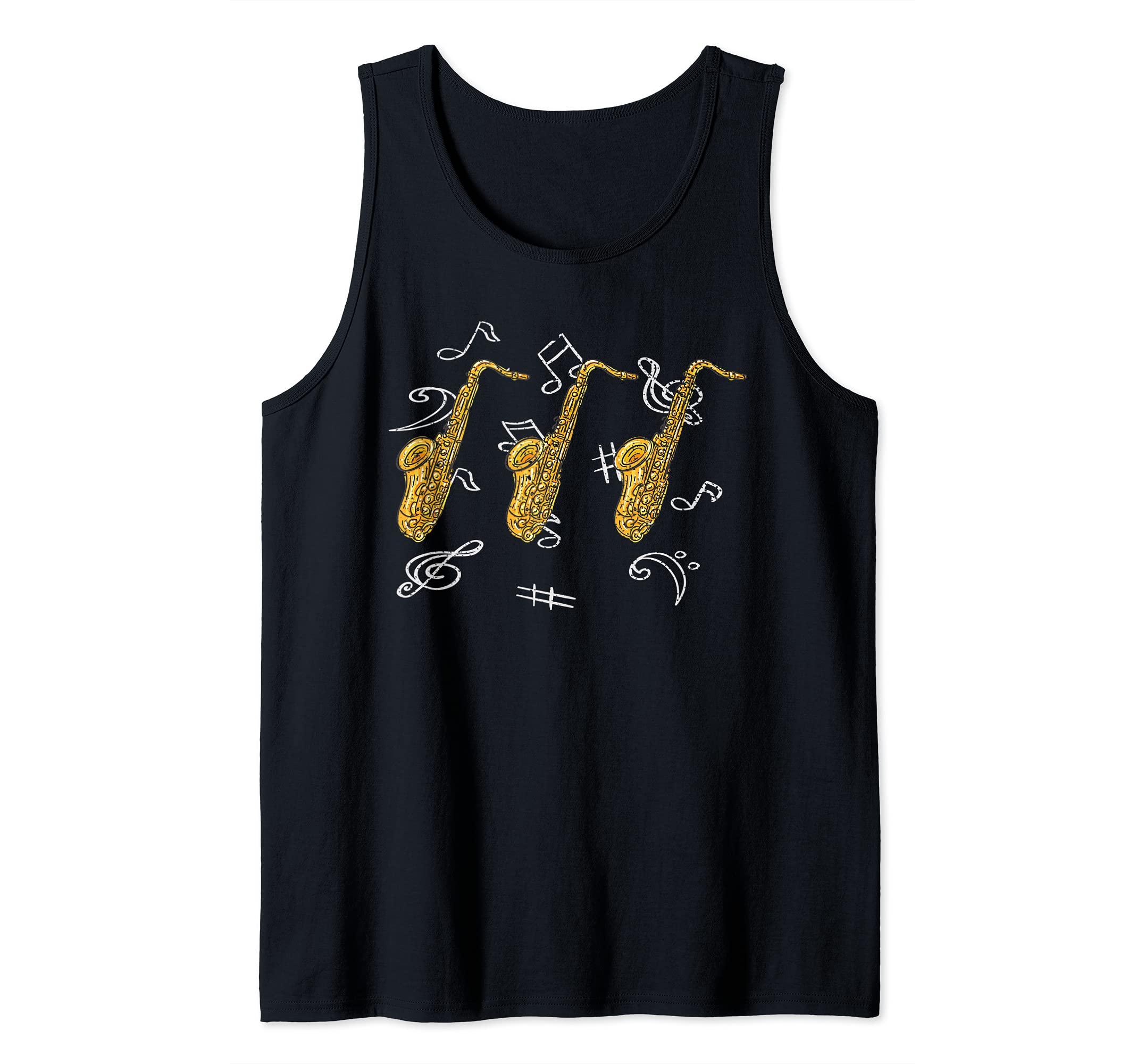 Sax Player Musical Instrument Saxophonist Jazz Saxophone Tank Top, Black