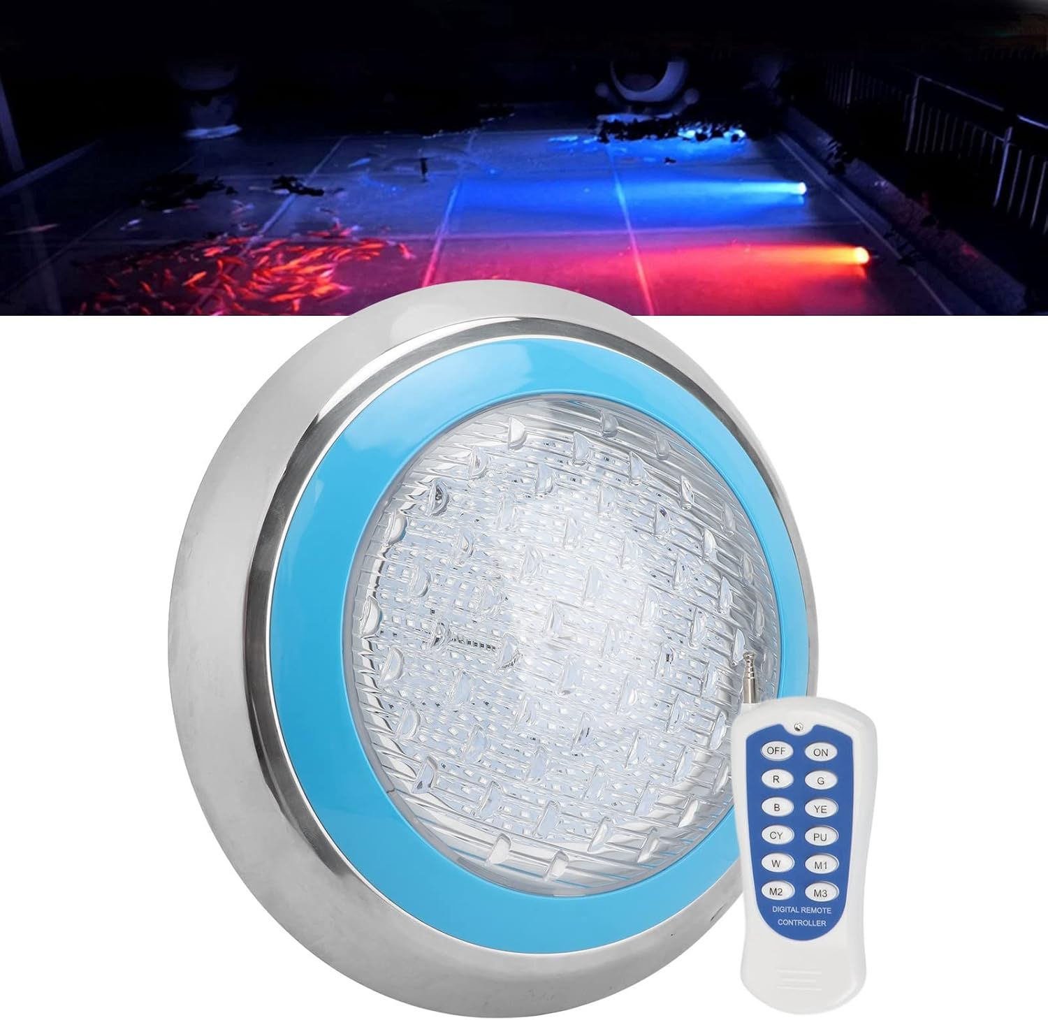 AC12V 45W LED Underwater Pool Light, Color Changing LED Lights RGB Inground Swimming Pool Light with Remote Control, 11.8 IP68 Stainless Steel Pool Lamp