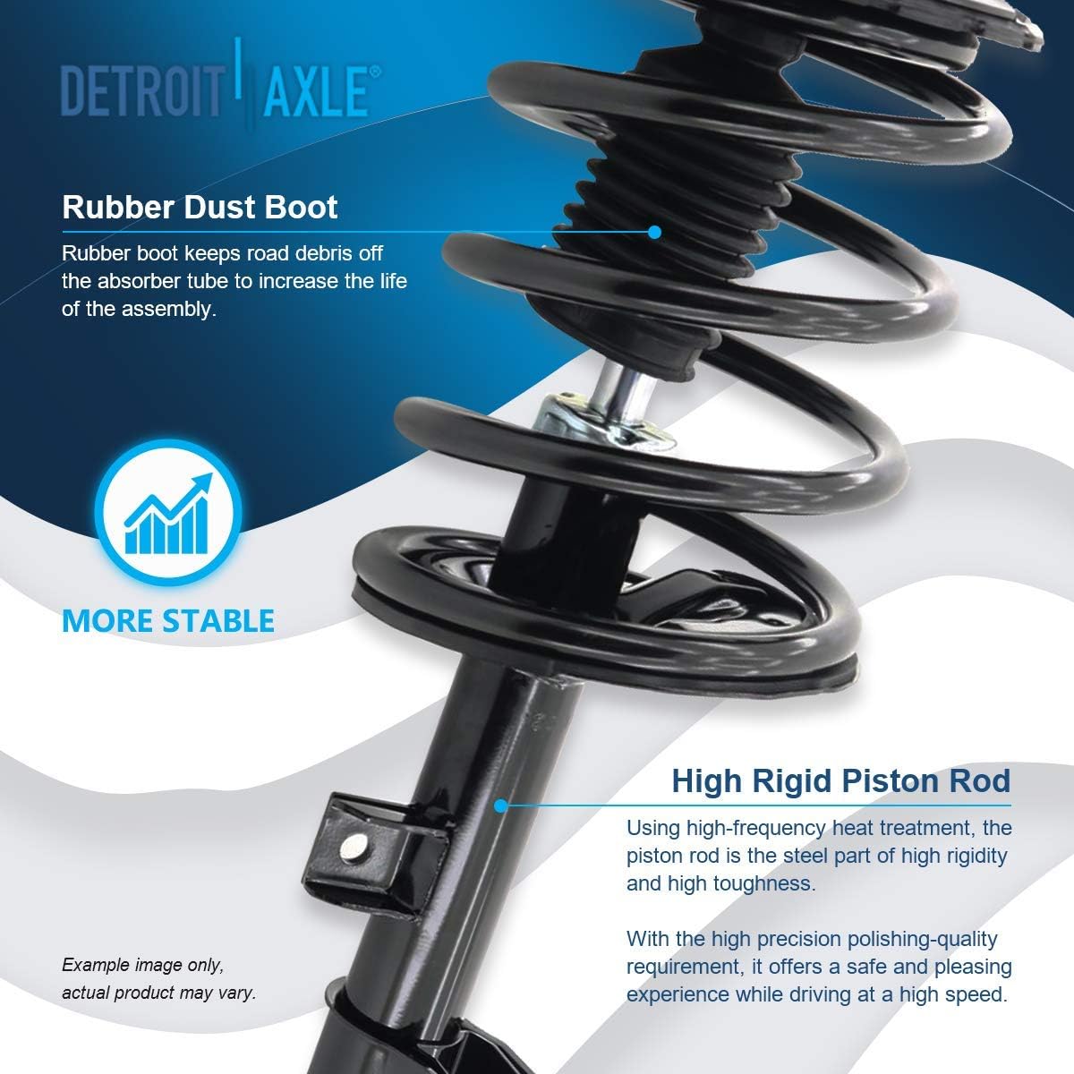 Detroit Axle - Front Right Strut for 2003-2007 Nissan Murano, Passenger Side Strut w/Coil Spring Assembly 2004 2005 2006 Replacement Suspension Quick Install Ready Strut Shock