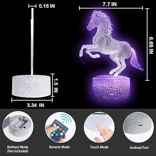 Miniatura 3 de TriPro Caballo animales salvajes 3D ilusión lámpara de mesa decoración noche luz