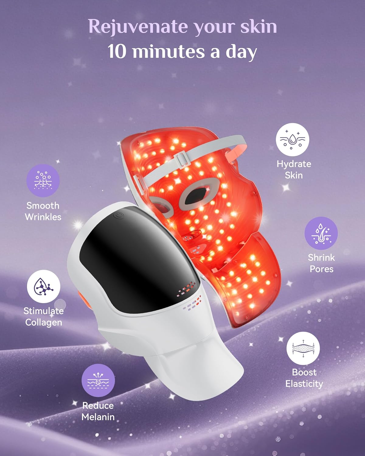 LED Light Therapy Mask Skin Care Mask, LED Red 630±5nm & NIR 830nm Wavelength for Home Use - Image 7