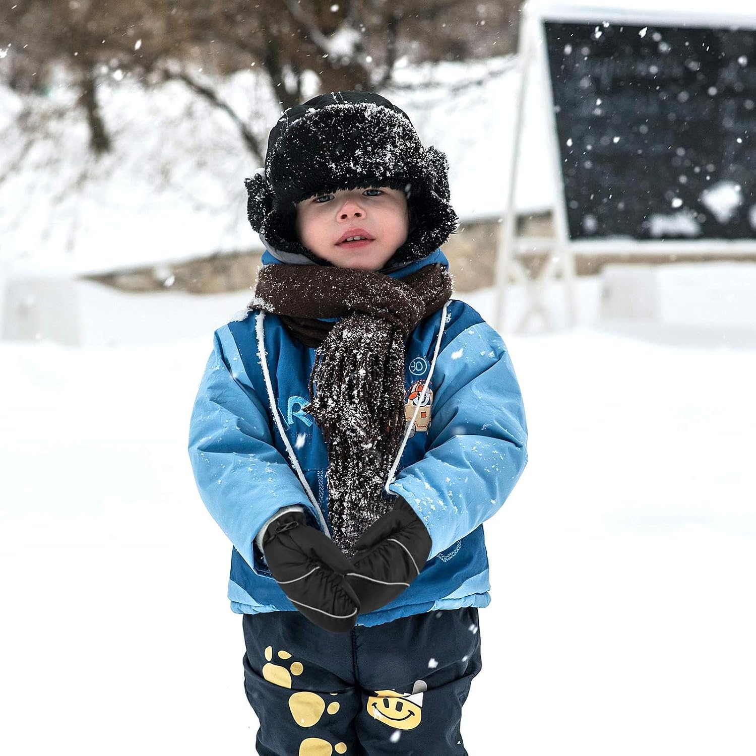 MENOLY Toddlers Kids Winter Waterproof Windproof Mitten Gloves for Outdoors Sports Cold Weather Mittens for Little Girls Boys