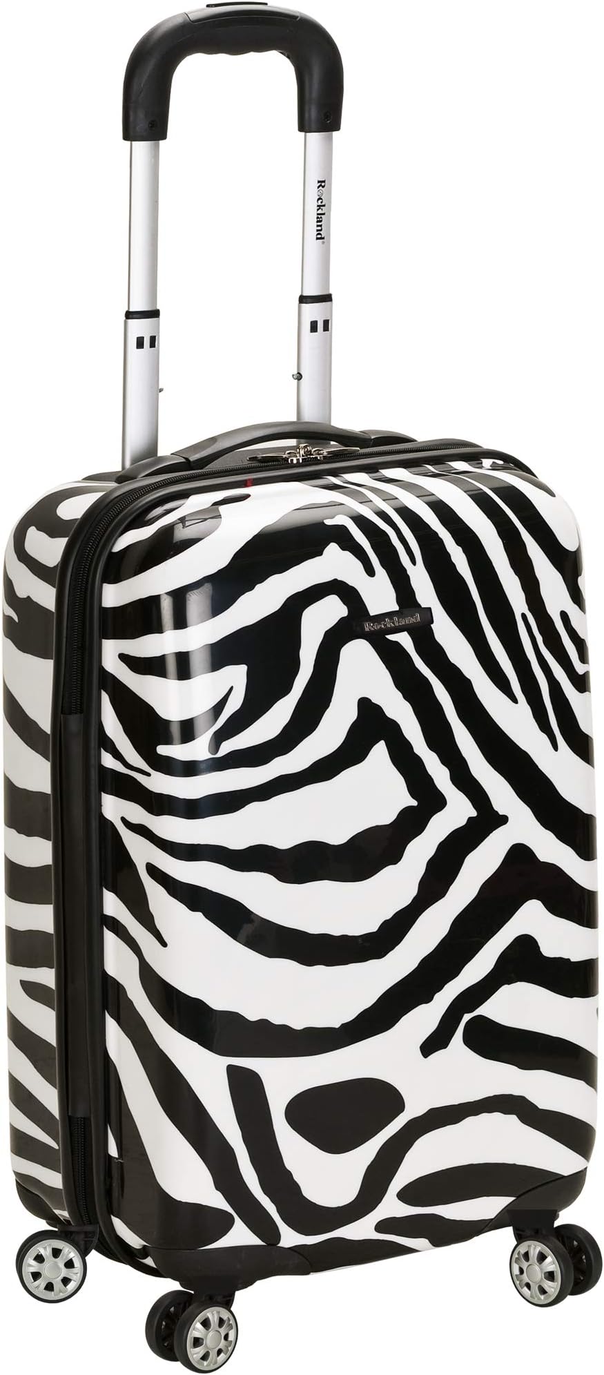 Rockland Safari Hardside Spinner Wheel Luggage, Zebra, Carry-On 20", Safari Hardside Spinner Wheel Luggage