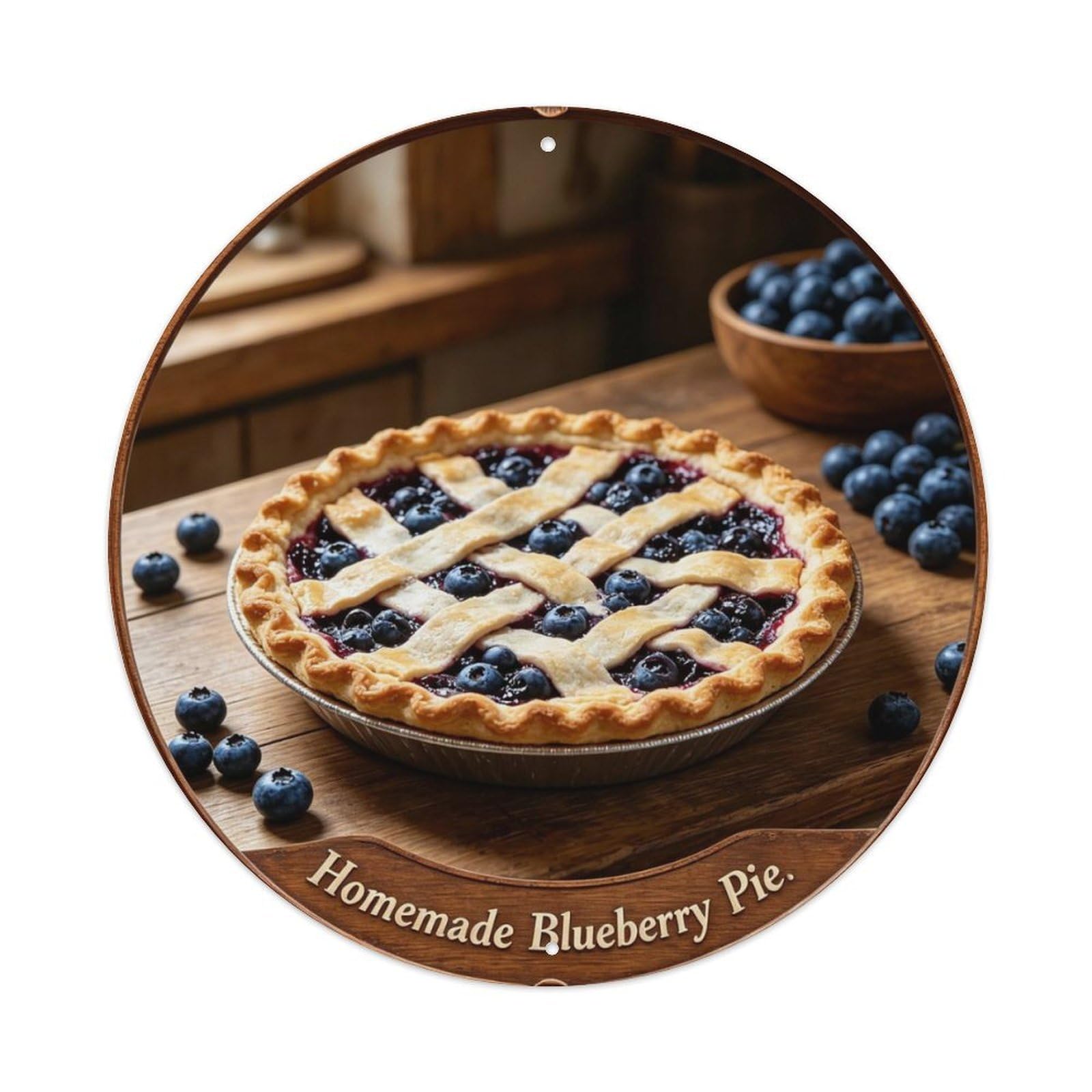 Homemade Blueberry Pie Metal Tin Sign Plaque
