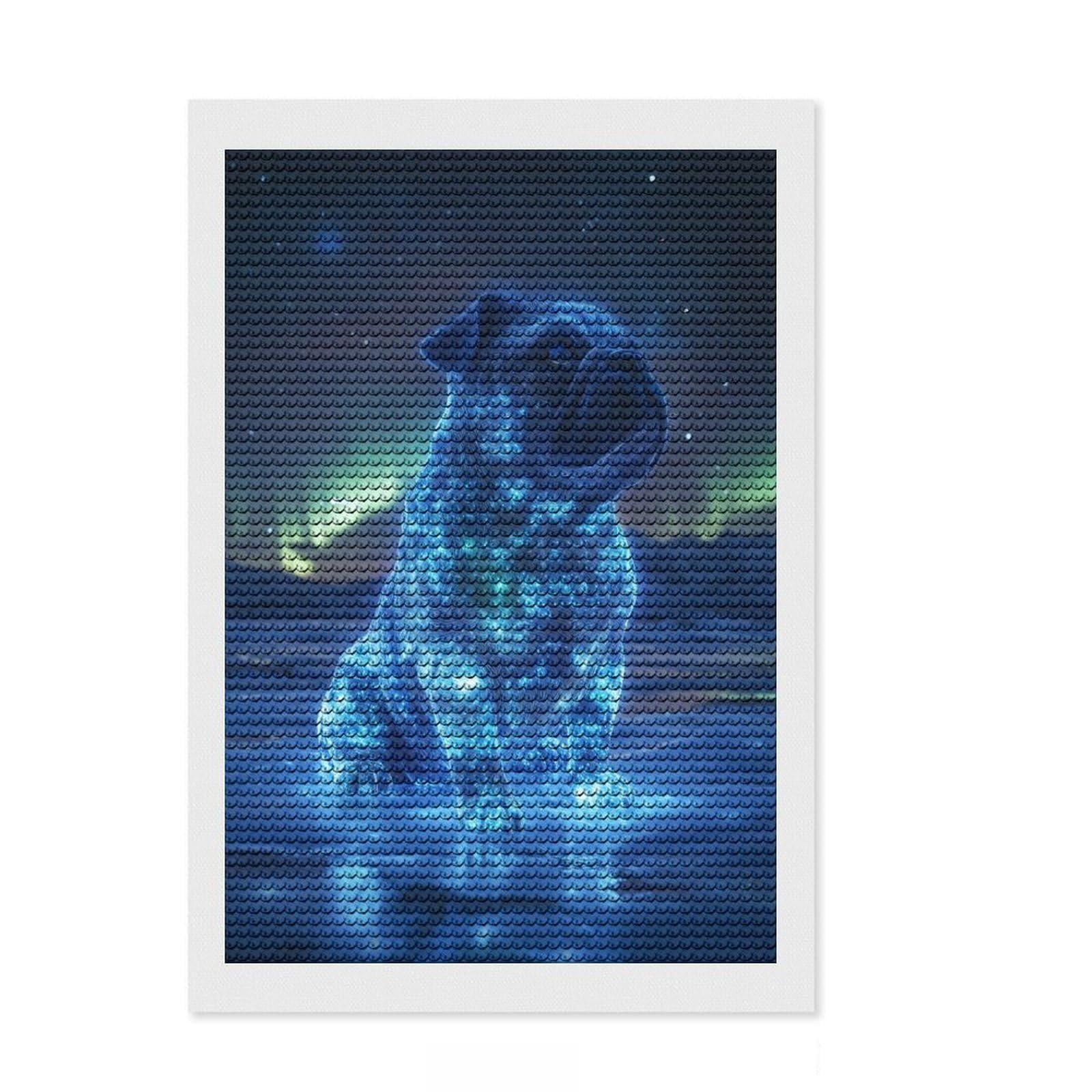 Junmoney Pug in The Aurora Borealis Round Drill Diamond Painting 8"x12", for Women, Fun Craft Experience, Bedroom Decor, Holiday Gift Idea