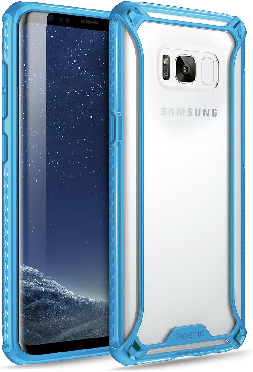 Poetic Affinity Slim Fit Galaxy S8 Case with Anti-Slip Side Grip and Reinforced Corner Protection Bumper for Samsung Galaxy S8 Blue/Clear