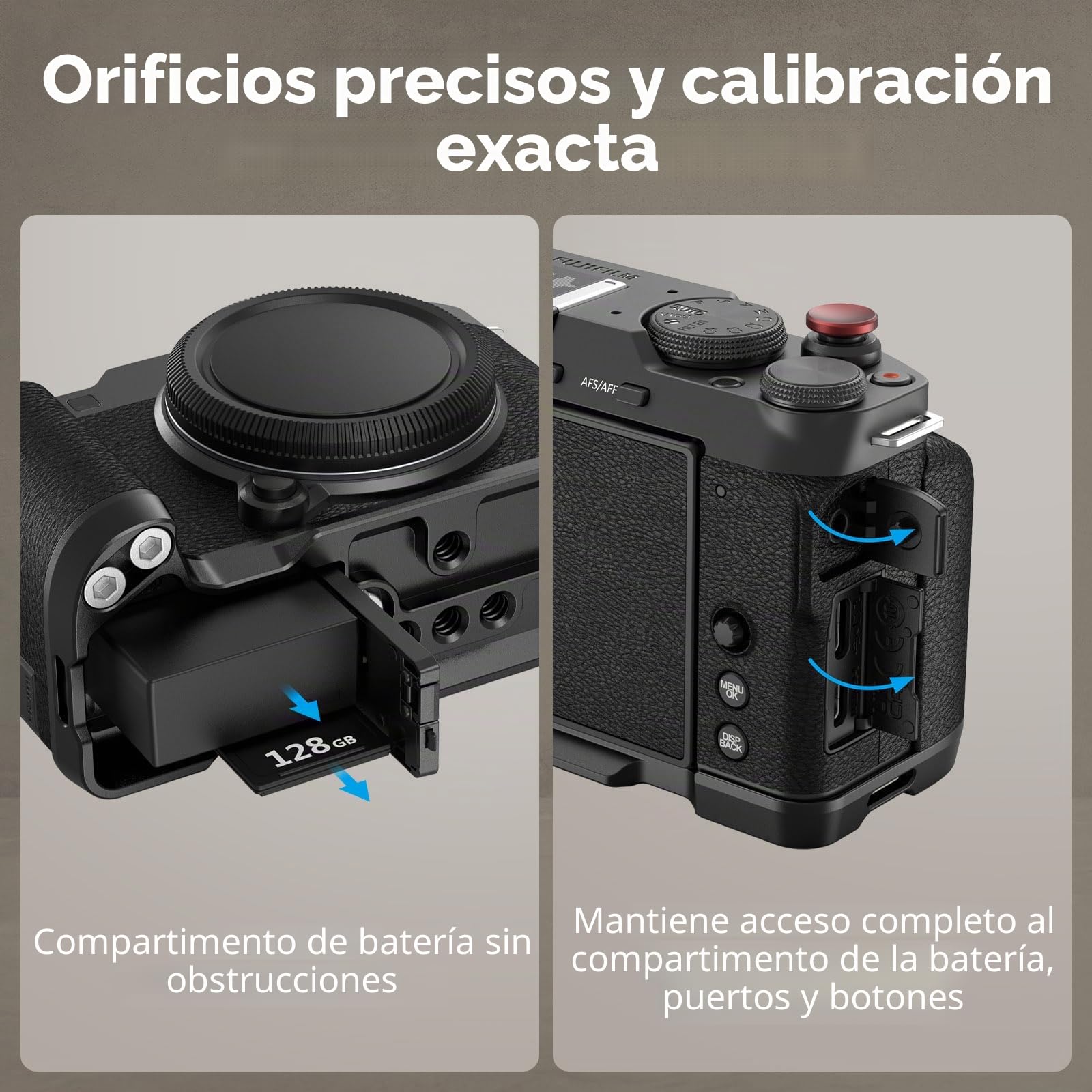 SMALLRIG Empuñadura en Forma de L Cámara para FUJIFILM X-M5, Placa de Liberación Rápida Incorporada para Arca, Incluye Parabrisas con Adaptador de Zapata Fría (Negro) - 4876