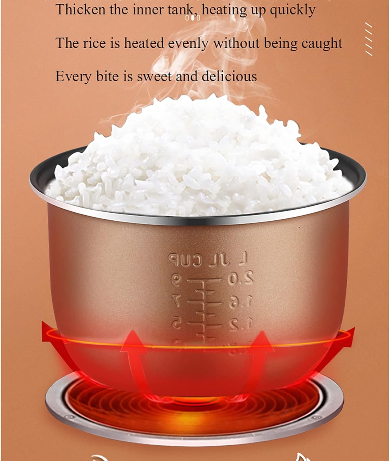 Rice Cooker with Steamer (3L) Non-stick Inner Pot, Intelligent Insulation and 24H Reservation, Make Rice & Steam Healthy Food & Vegetables 220-240V US/EU