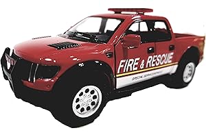 KiNSMART 1:46 Scale 5-Inch 2013 Ford F-150 SVT Raptor Supercrew Fire Rescue Die Cast Truck