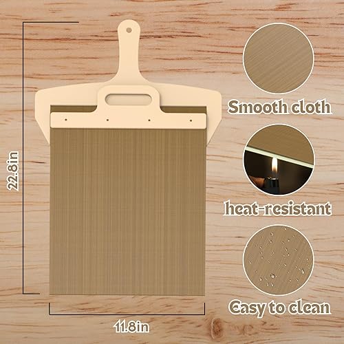 Miniatura 6 de Coocake Pala deslizante de pizza de 12 pulgadas con mango y paño para hornear, cáscara de pizza antiadherente para transferencia de masa de pan,