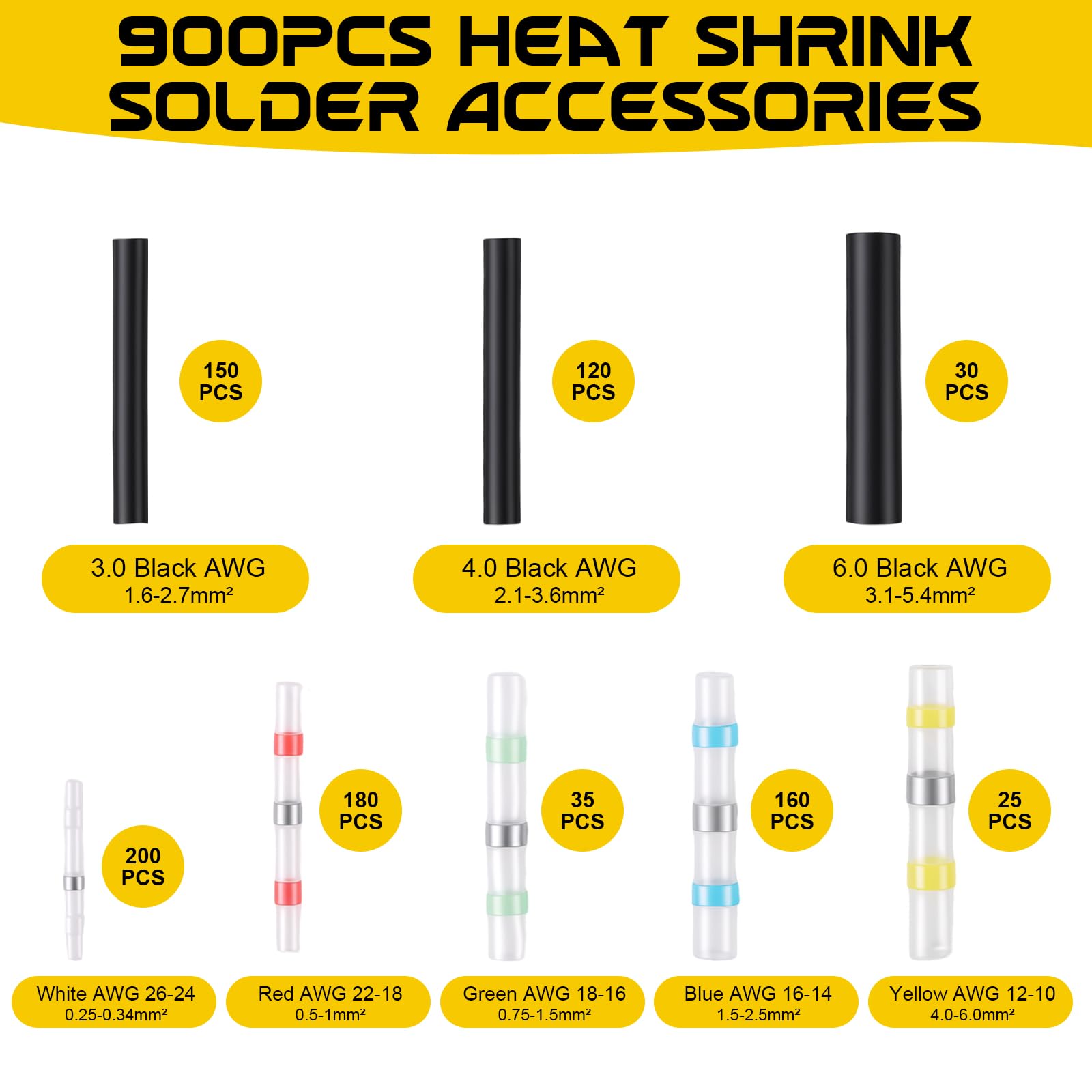 600 conectores de alambre termorretráctiles con pistola de calor y 300 tubos termorretráctiles y caja de almacenamiento, mini pistola de calor de 350 W de 2 temperaturas para reparación de