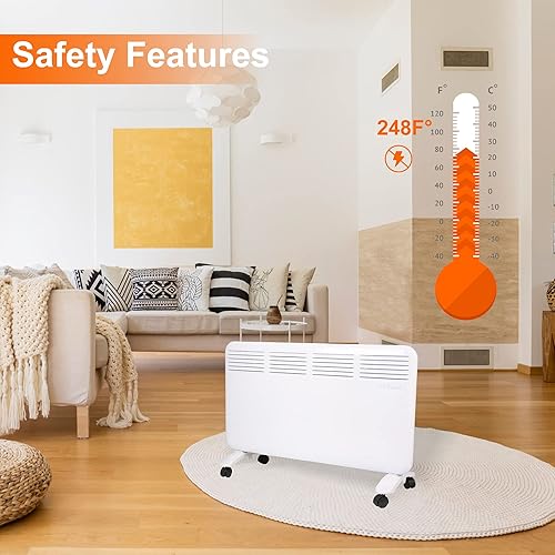 Miniatura 6 de Calentador de espacio portátil 2 en 1, calentador de eficiencia energética de 1500 W con termostato, calentador de convección de pantalla LED