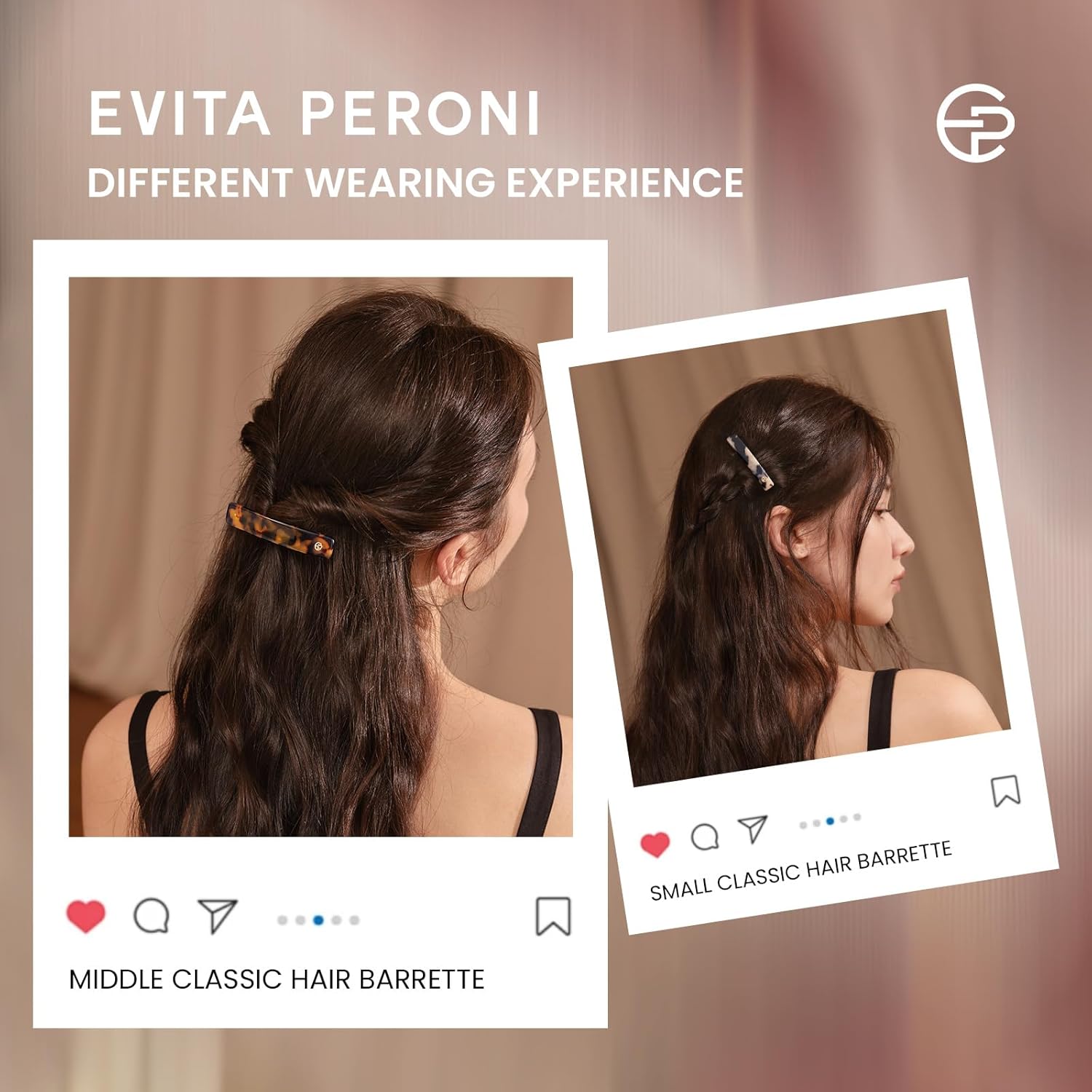 EVITA PERONI French Hair Barrettes for Women, Middle Size No-Slip Hair Clips for Thick Thin Hair Acetate Clip Removable Spring Clip Christmas Birthday Gifts, Amber - Image 3