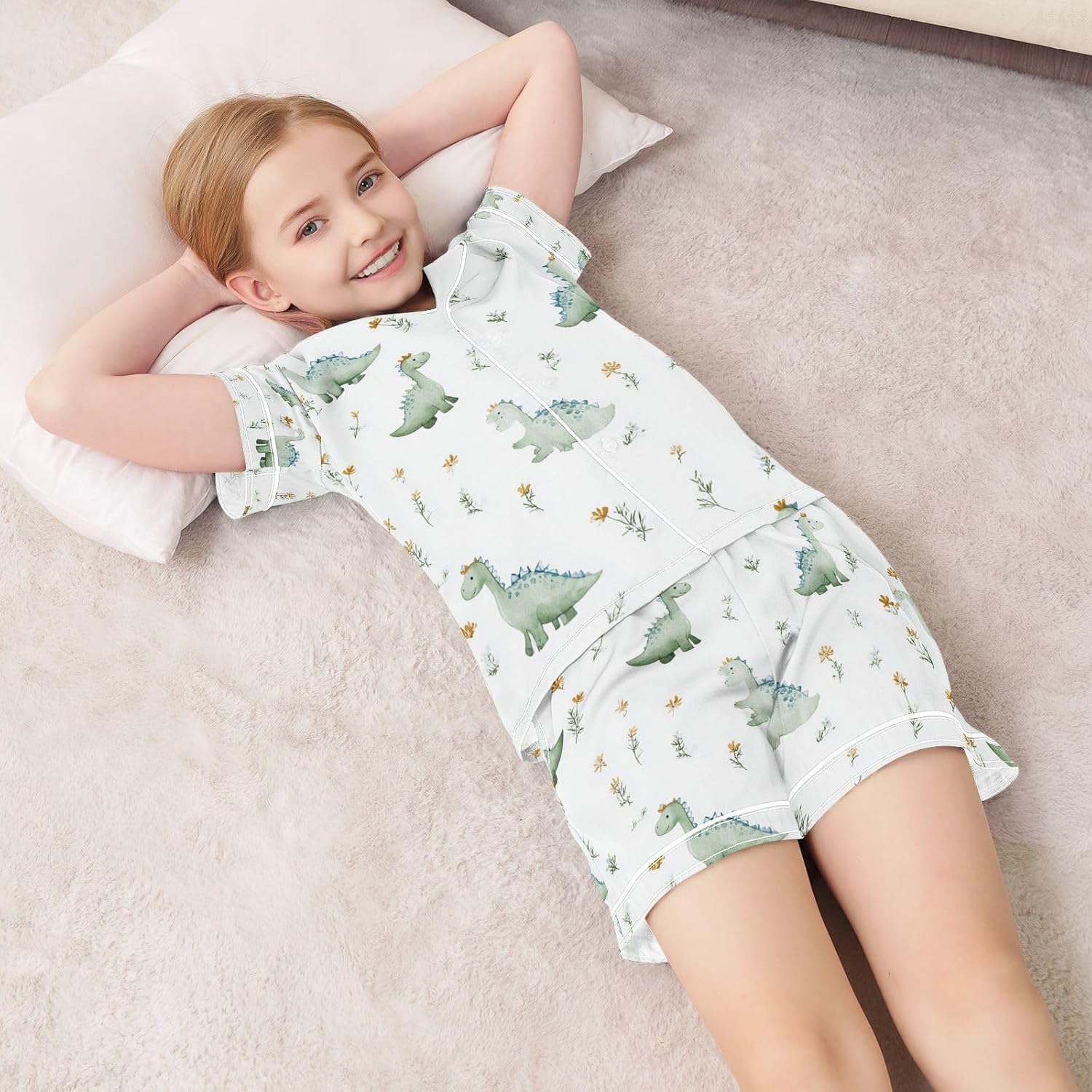 Silk Pajamas Sets Soft Satin 2 Piece Pjs Set Short Sleeve Sleepwear Nightwear