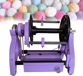 Smart Yarn Spinner Machine, Electric Spinning Wheel, 120g Capacity Pet Hair Spinner 3 Spools,12v Drum Carder, Forward/Reverse Switch,Adjustable Speed Purple