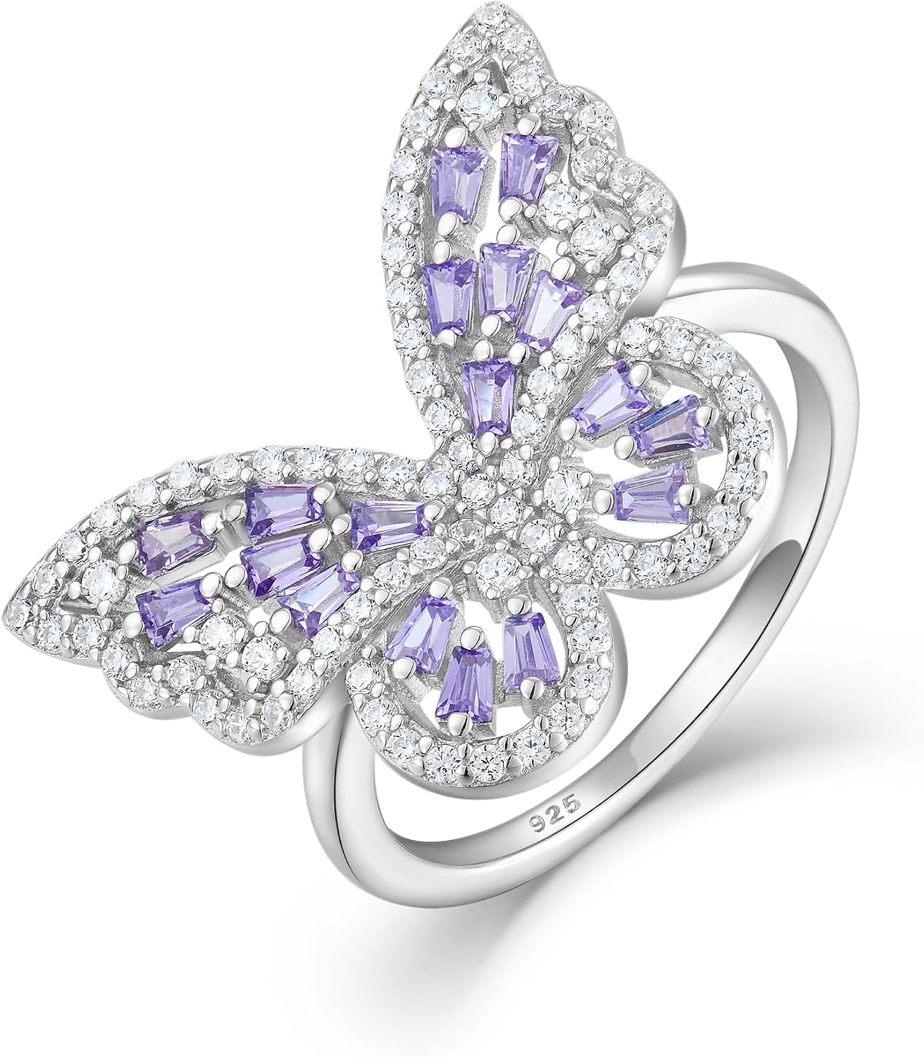 STARCHENIE Butterfly Ring for Women 925 Sterling Silver Birthstone Rings Size 5-10