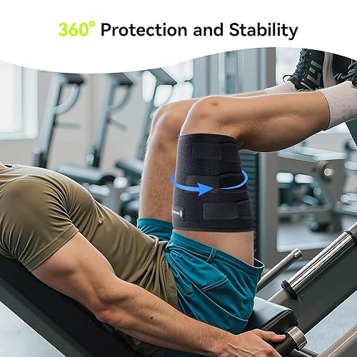 Miniatura 3 de Manga de compresión de isquiotibiales con tiras de goma antideslizantes], soporte para isquiotibiales y muslos para tirar de los músculos de la