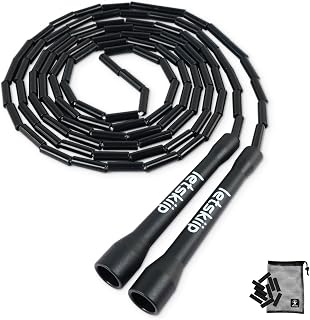 Classic Beaded Jump Rope, Adjustable Tangle-Free Set | 4 styles, segmented skipping rope with shatterproof PP beads, for indoor/outdoor fitness, kids & adults, 10 spare beads & bag