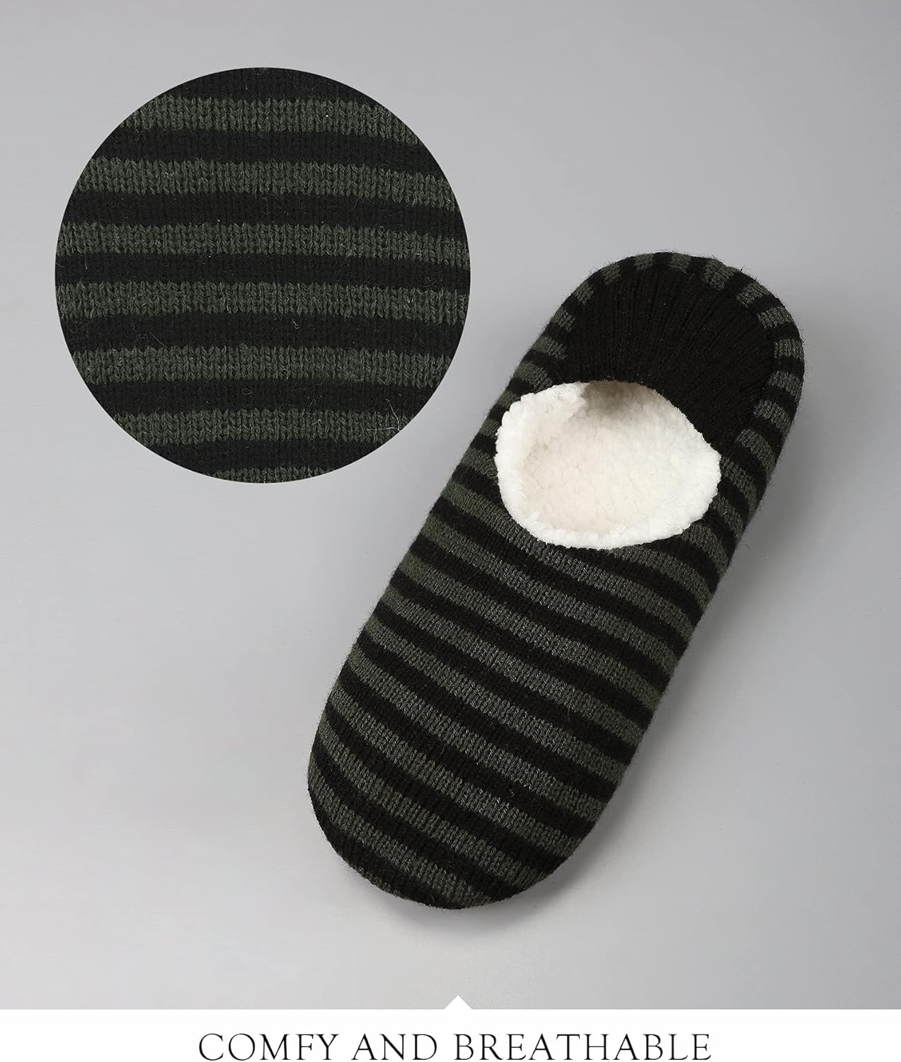 Mens Cozy Soft Sole Slipper Socks With Non Skid Bottoms, Warm Slipper Socks With Grippers For Men, Fuzzy House Slippers - Image 5