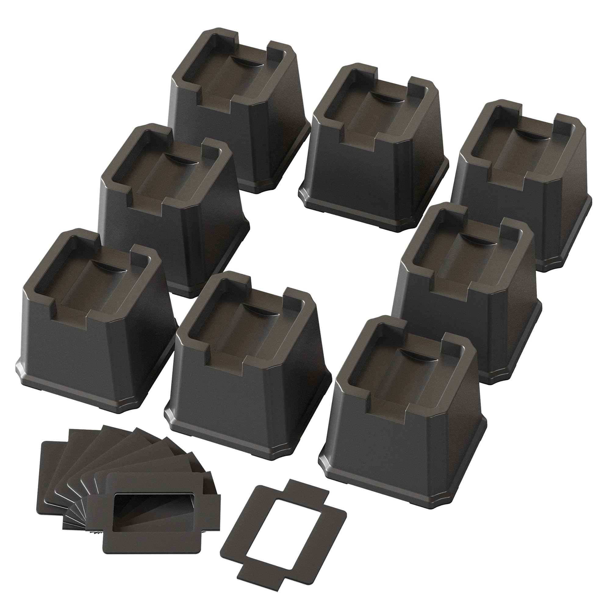 Napnapday Bed Risers 3 Inch Heavy Duty 8 Pack Bed Furniture Elevators, Black