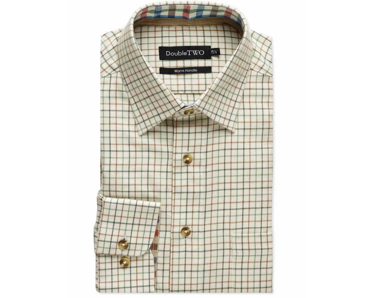 Double TWO Men's Tattersall Check Classic Shirts Outdoor Country Style Long Sleeve Shirt