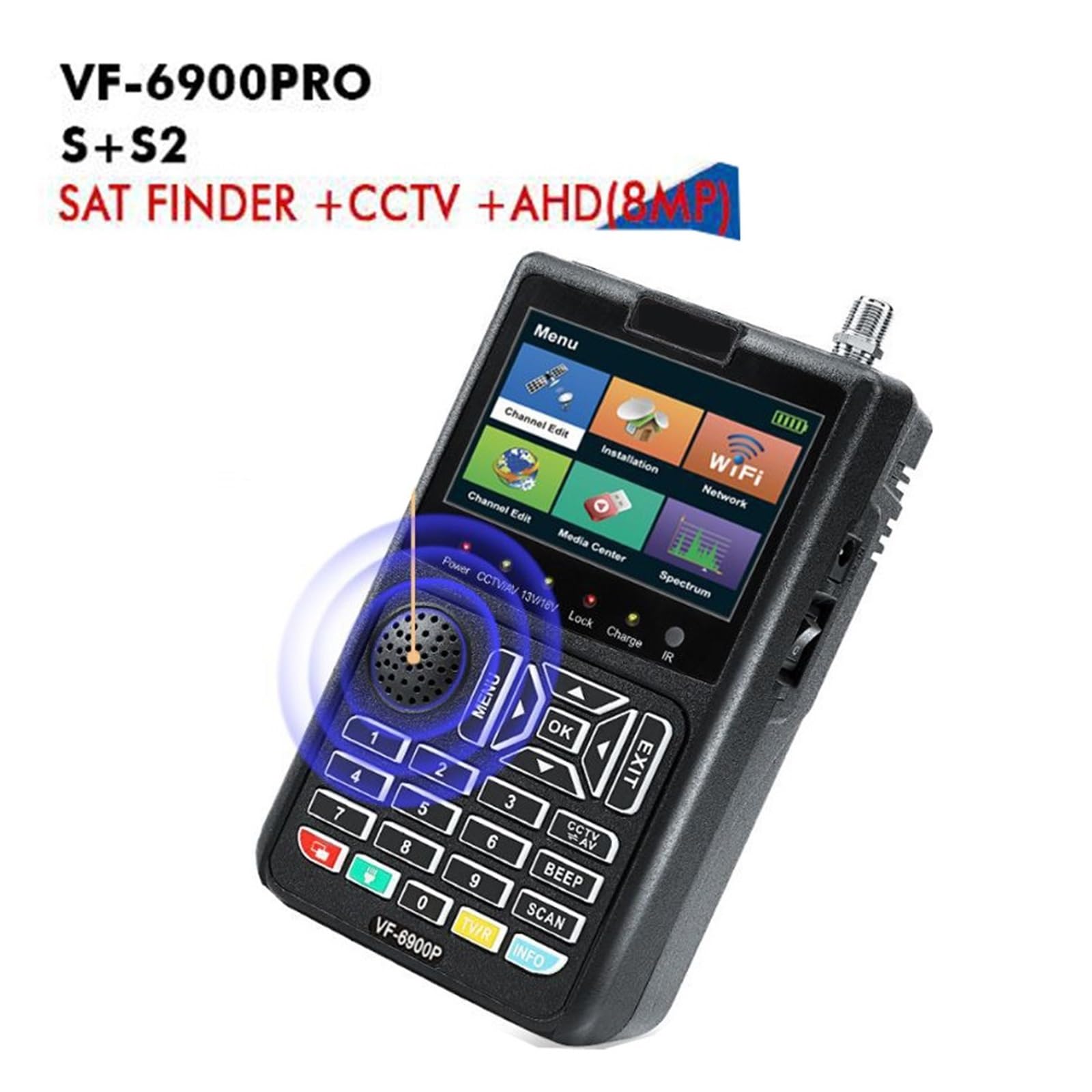 VF-6900P HD Numérique Satellite Finder DVB-S/DVB S2 Sat Compteur Récepteur SatelliteTV Tuner Haute sensibilité(VF6900P)