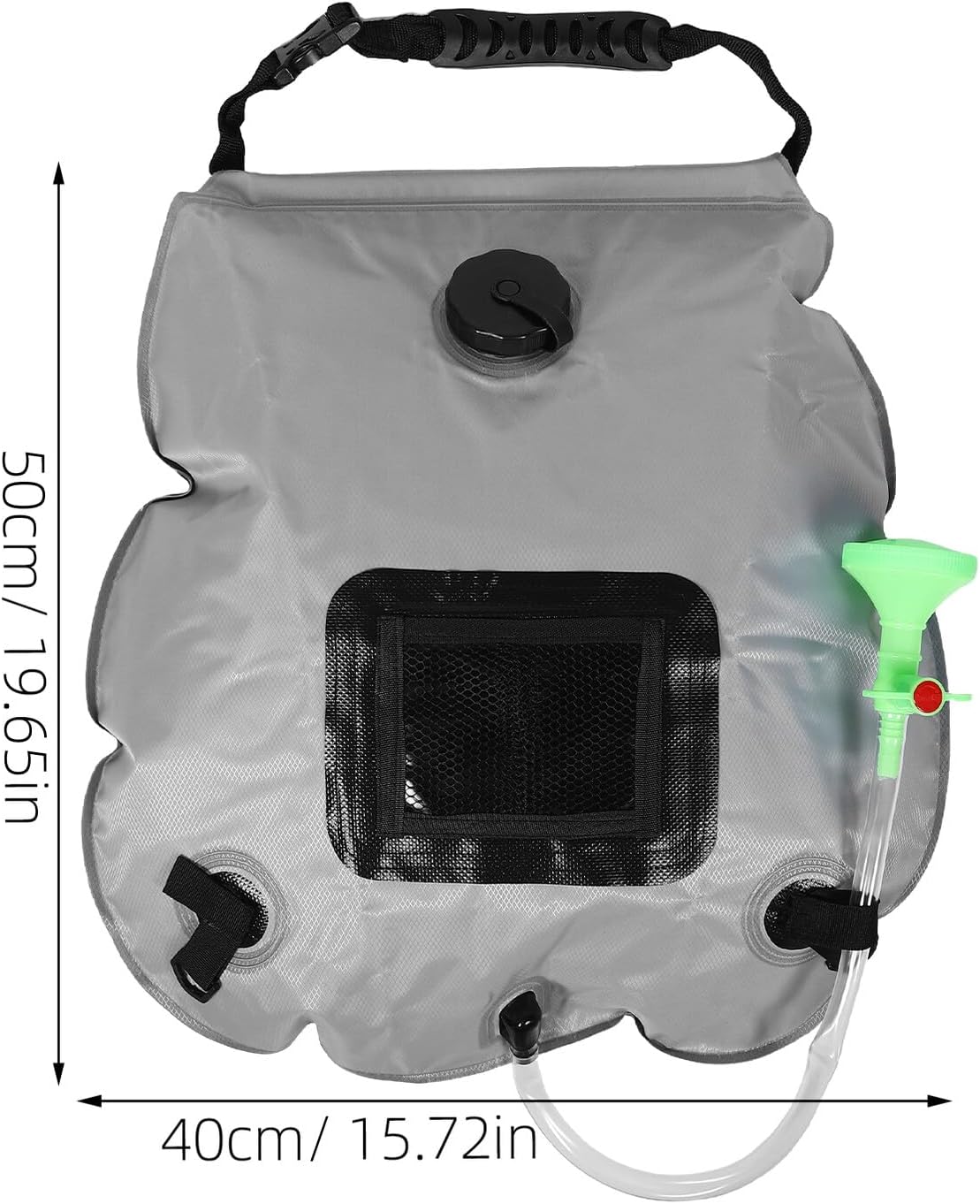 20l Portable Solar Heating Shower Bag with Temperature Indicator and Detachable Hose for Camping, Hiking, Beach, and Outdoor Travel