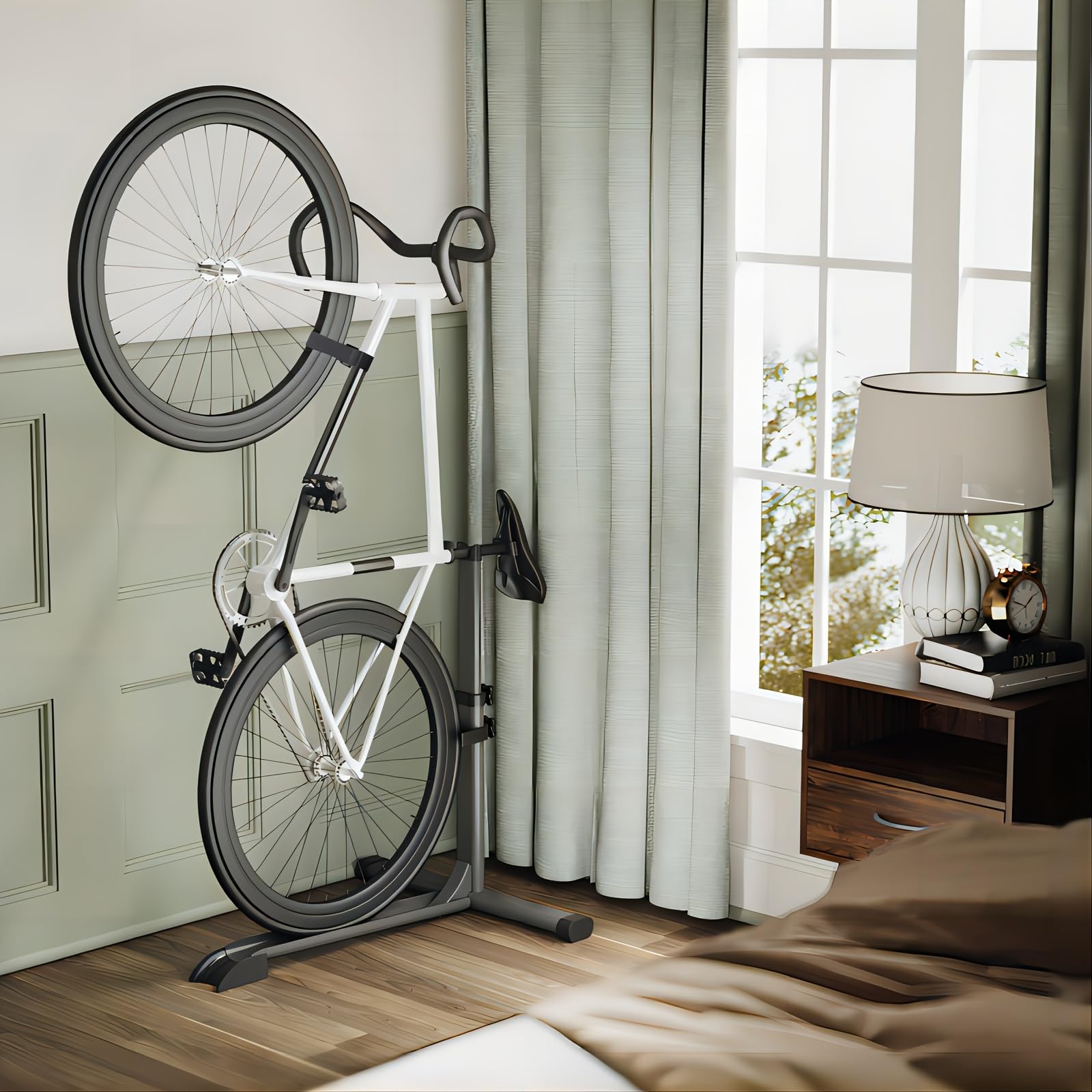 Mimoke Supporto verticale per biciclette - Supporto da terra in piedi per la conservazione di biciclette in interni - Garage e appartamenti (due pezzi)