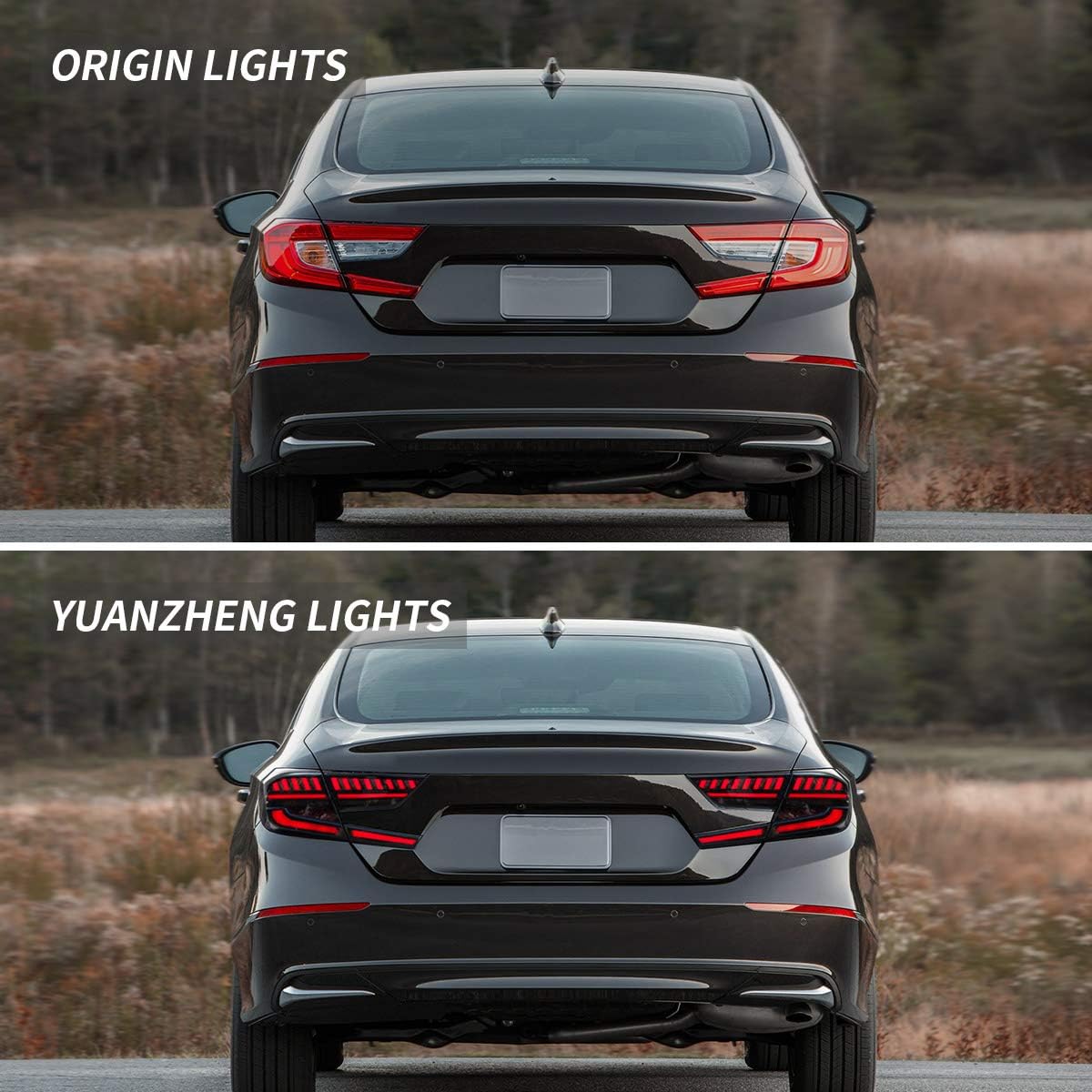 VLAND LED Smoked Tail Lights Compatible with Honda Accord 2018 2019 2020 2021 2022 10th Gen Rear Lamps with Dynamic Animation Breathing DRL, Sequential Turn Signal 3D, YAB-HD-0307, Pair