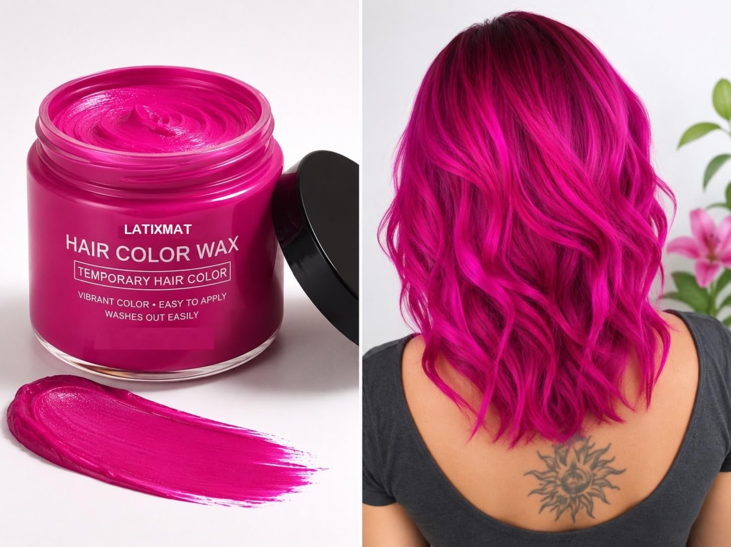 Hair Color Wax Temporary Pink Hair Dye | Vibrant Color, Easy to Apply, Washes Out Easily, Covers Grey Roots, Lightweight Formula-image-12