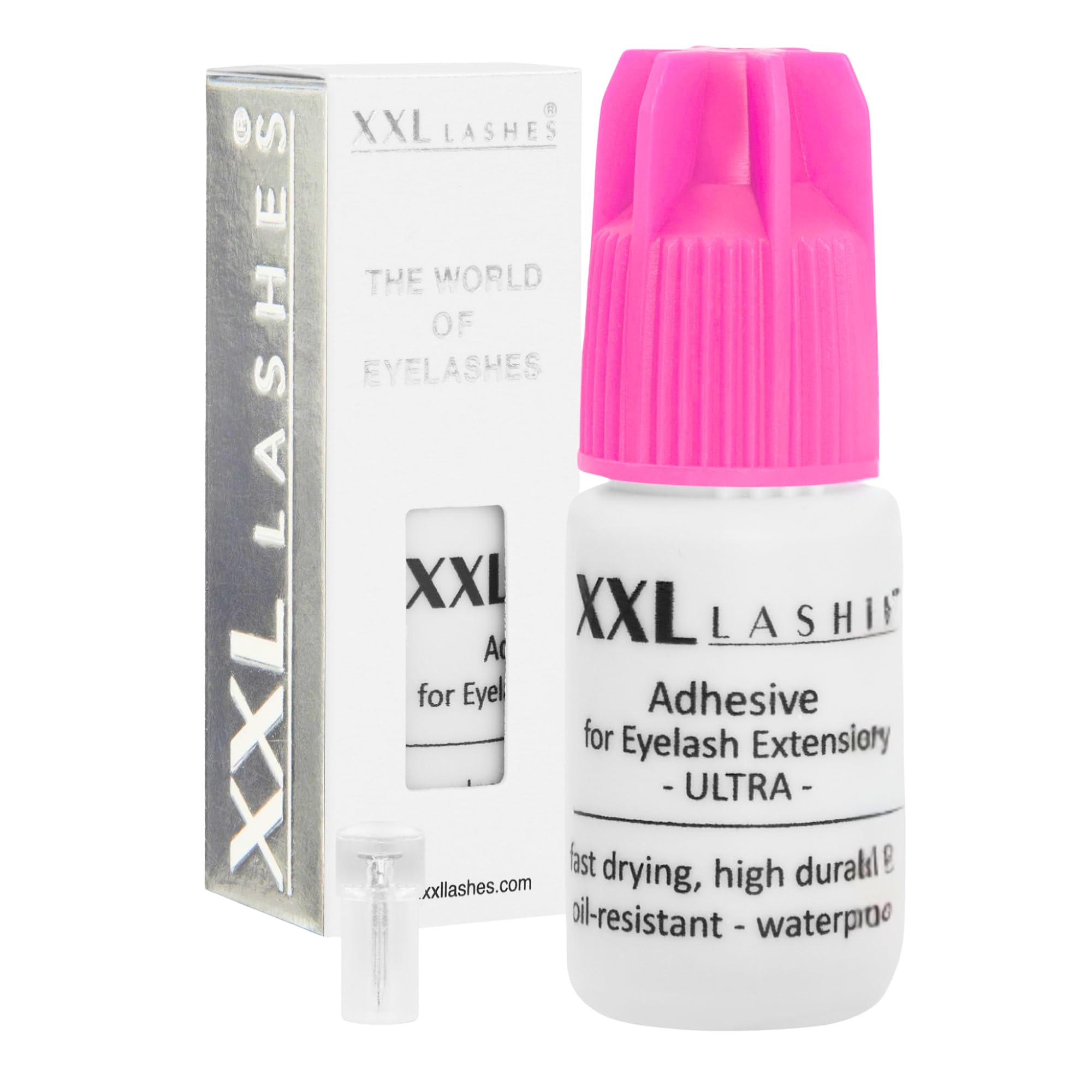 Adesivo per allungamento delle ciglia XXL Lashes "Ultra", Colla per per extensione delle ciglia, resistente all'olio, alta durata, asciugatura rapida, impermeabile, 5 ml