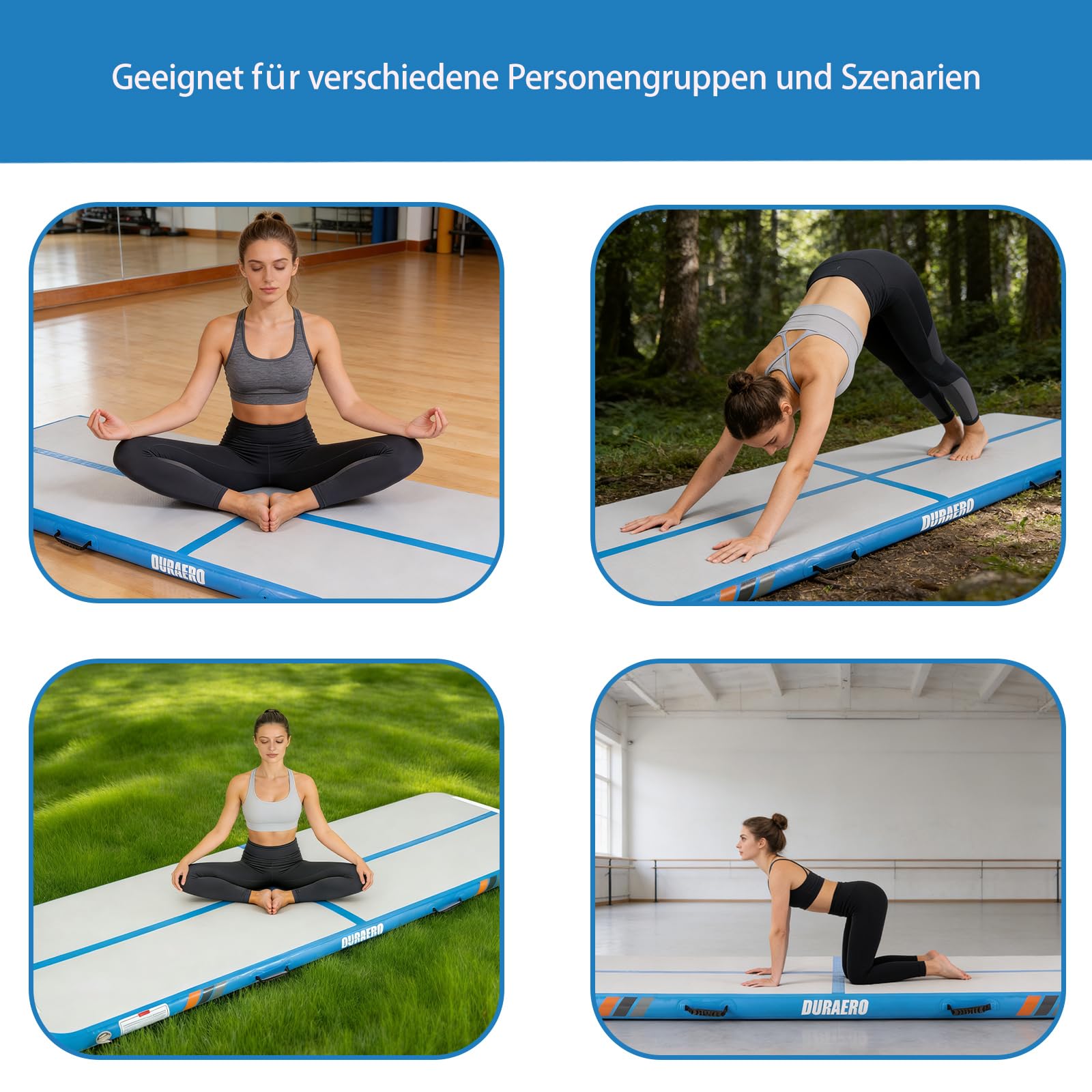 tappetino da ginnastica gonfiabile 3M/4M, Ginnastica Artistica 10 cm con per acrobazie, allenamento e yoga con pompa