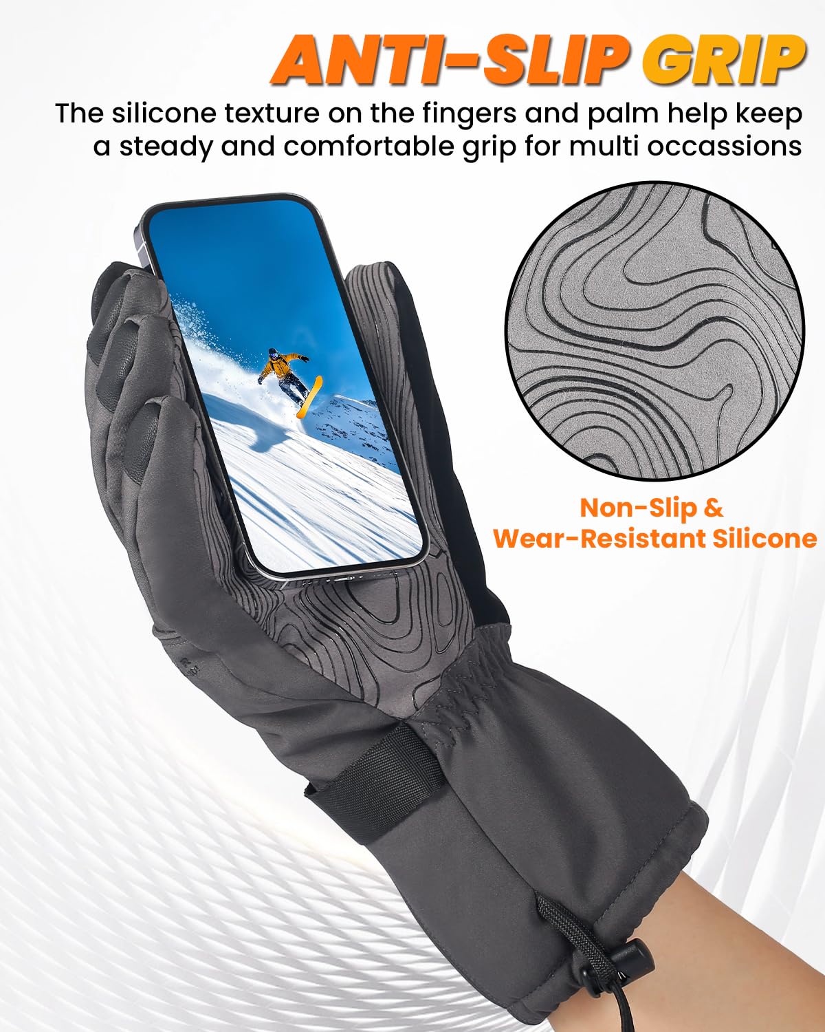 GXCROR Guanti invernali per uomo e donna, impermeabili, touchscreen, guanti da sci con Thinsulate 3M Thinsulate fino a 30 °C, antivento e freddi, per sci, ciclismo, campeggio