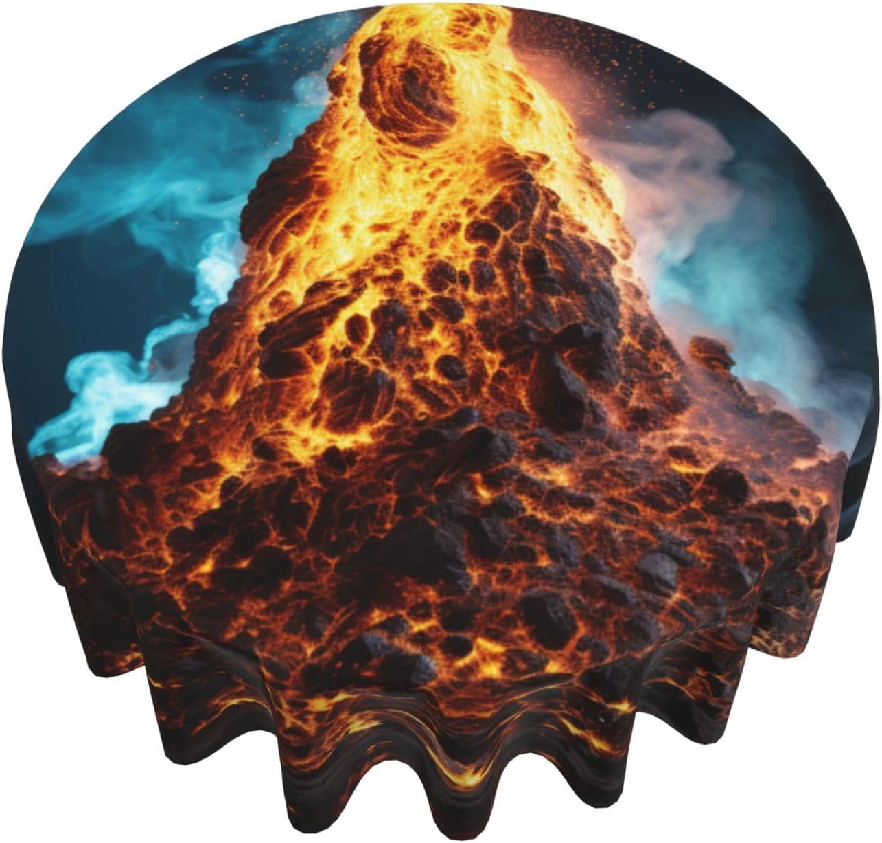 Volcano 2 Print Wrinkle Free Dining Table Cover for Birthday Party Farmhouse Tablecloths Up to 60 x 60 Inches