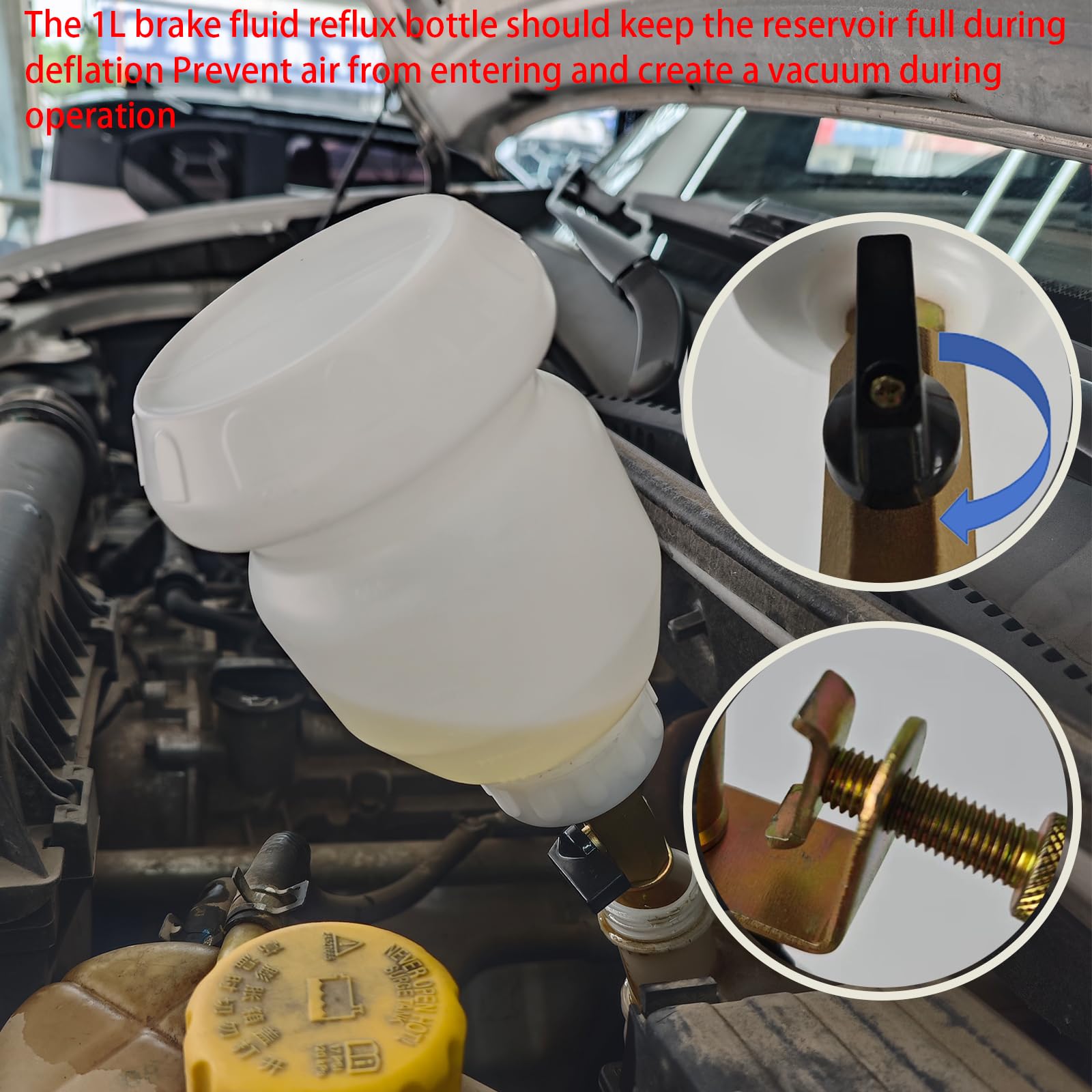 Kit de purga de frenos al vacío de 2 L con extractor de líquido de frenos y botella de repuesto de 1 L con adaptadores