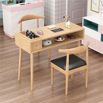 Solid Wood Nail Tech Desk with Drawer Nail Desk with Large Desktop Computer Desk Computer Desk Storage Design with Grooves for Nail Salon Home,Ideal for Home