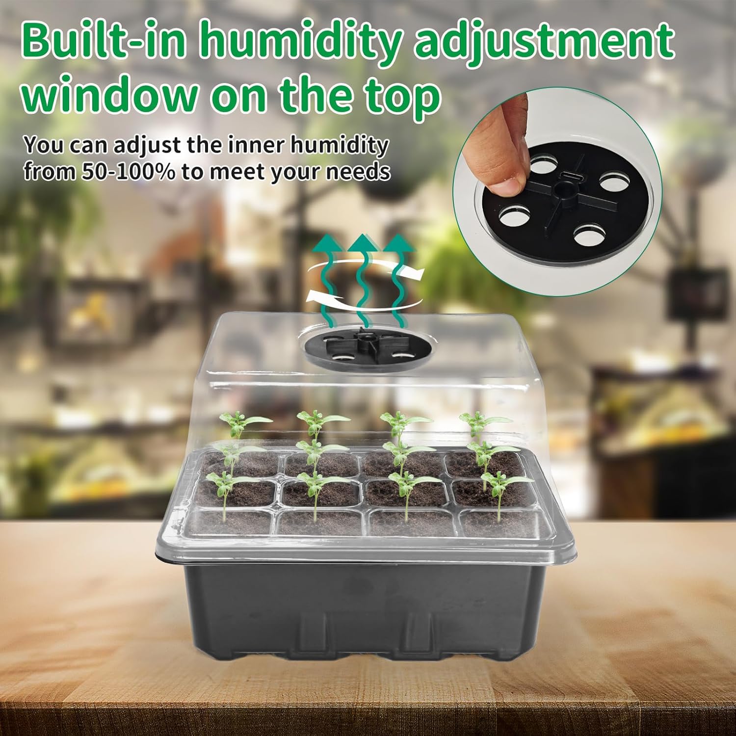 Vassoi per semi con luce crescente, mini kit di propagatore per serra per giardinaggio indoor, celle di germinazione delle piante riutilizzabili, sistema di propagazione riscaldato, confezione da 6
