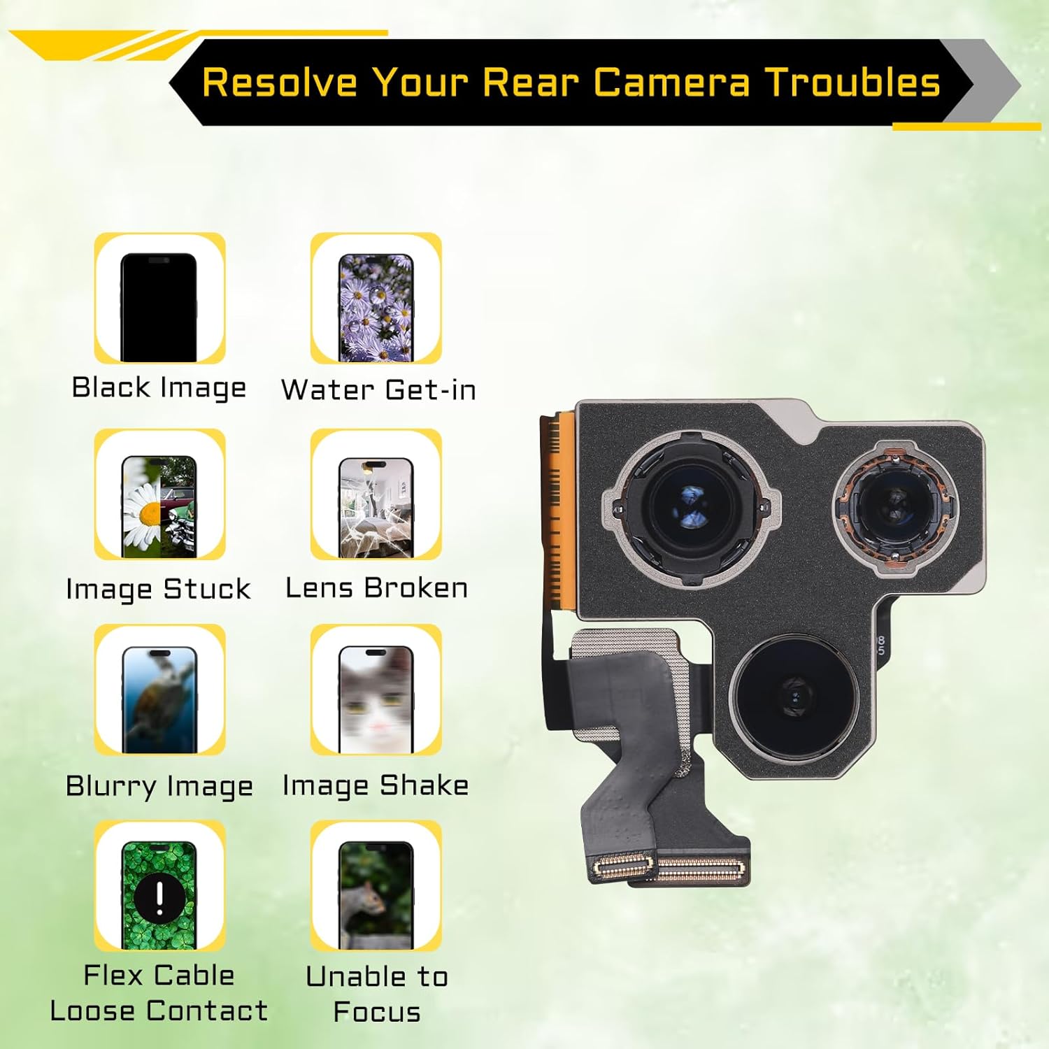 for iPhone 13 Pro 13 Pro Max Camera Replacement Rear Camera 12MP HD Video HDR Photo Main Camera Flex Cable Lens Module with Full Repair Tools Kit A2483 A2636 A2638 A2639 A2484 A2641 A2643