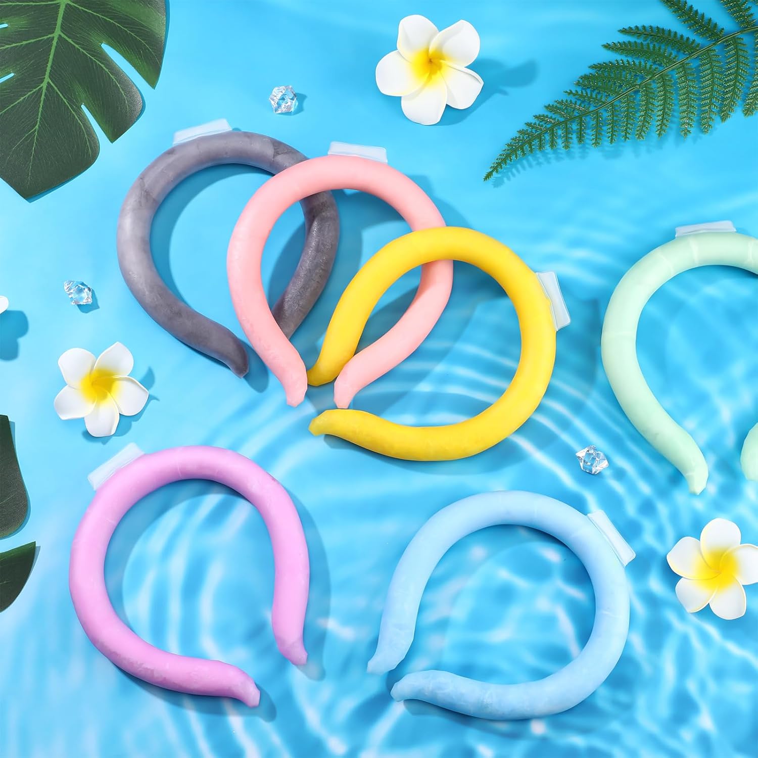 SiliFine 12 Pcs Neck Cooling Tubes Reusable Ice Neck Cooler Wearable Cooling Wraps Ice Collar Ring Hands Free Gel Freeze Packs for Hot Weather Summer Outdoor Indoor Party Heat Dissipation(Macaron)