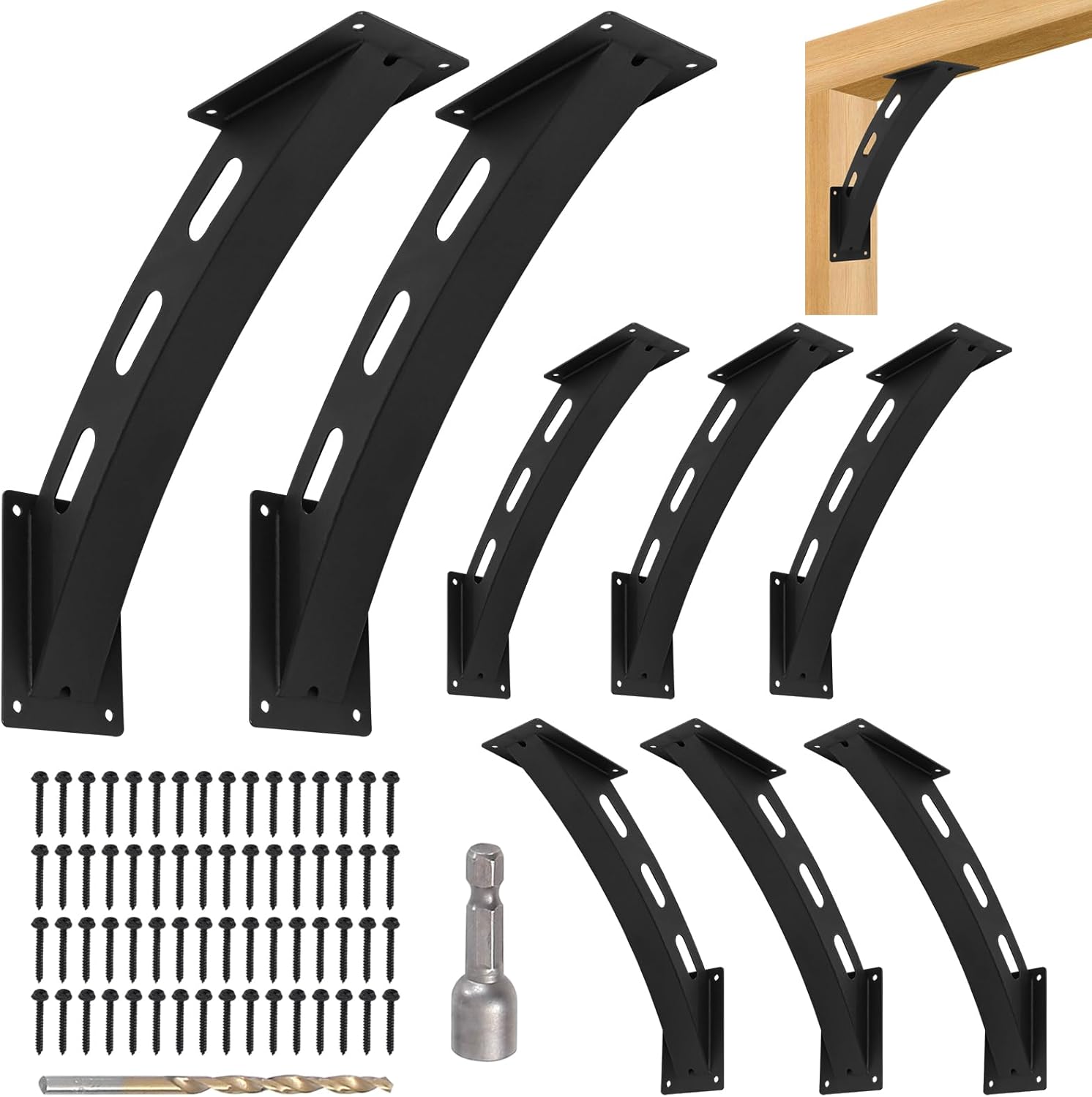 8 Pcs 45 Degree Angle Brackets, Curved Wood Post Beam Corner Support Brackets - 45-Degree Angle Pergola Brackets for Gazebo, Patio, Porch, Log Cabin & More