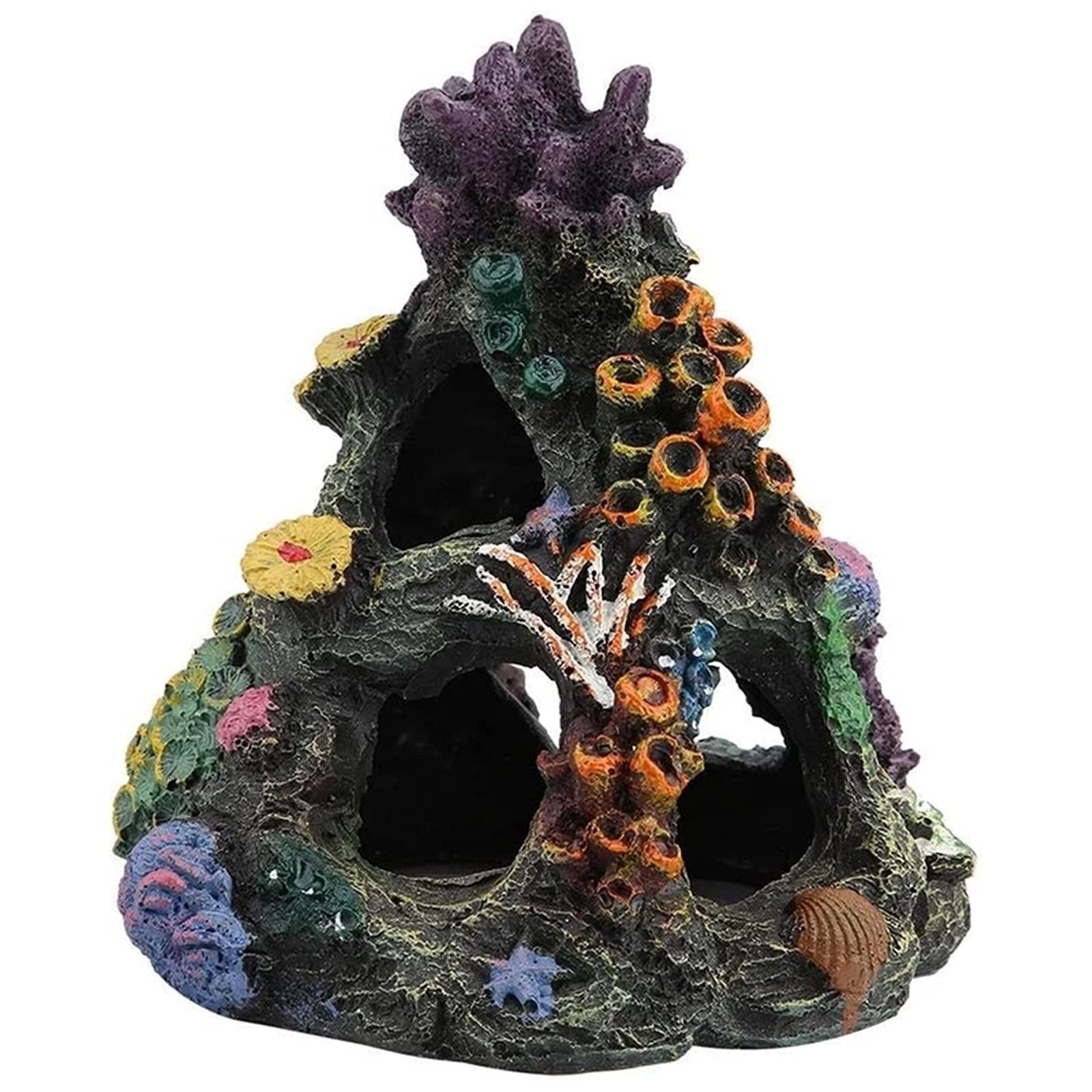 Dekoracja akwariowa Rock Mountain Cave Ornament - Żywiczny domek rybny do ukrywania małych ryb, snu i odpoczynku