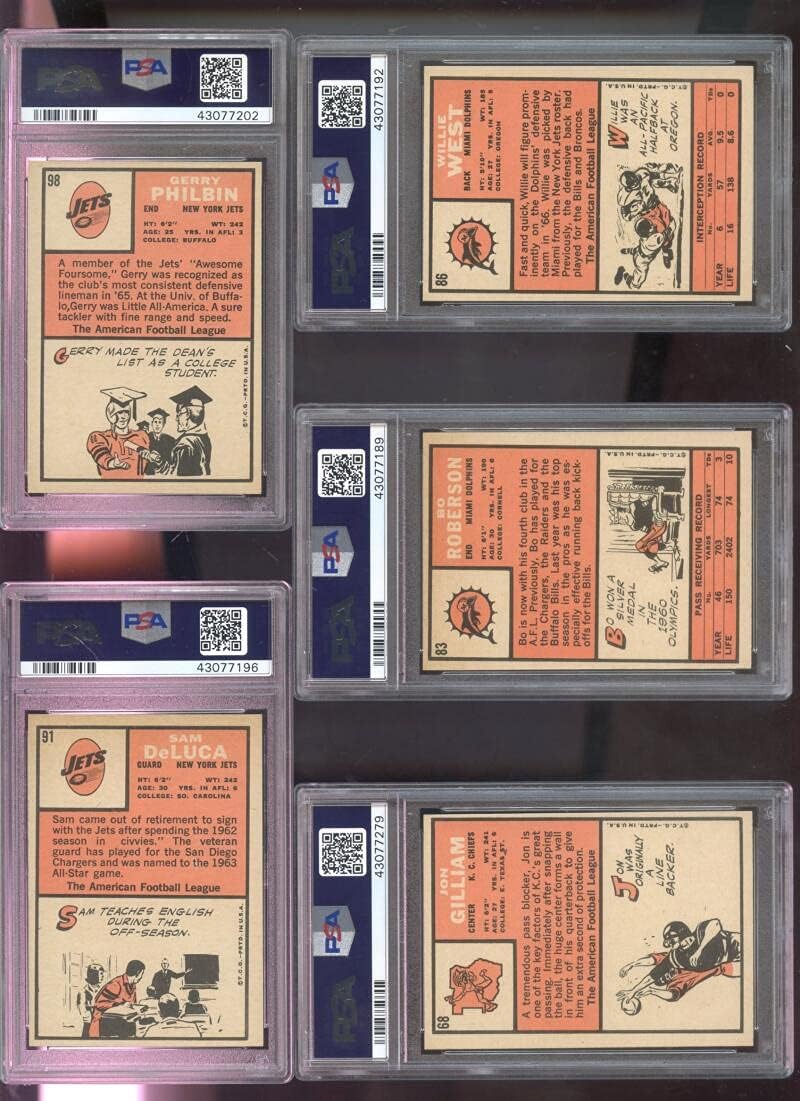 1966 Topps #68 Jon Gilliam Kansas City Chiefs NM-MT PSA 8 Graded Football Card