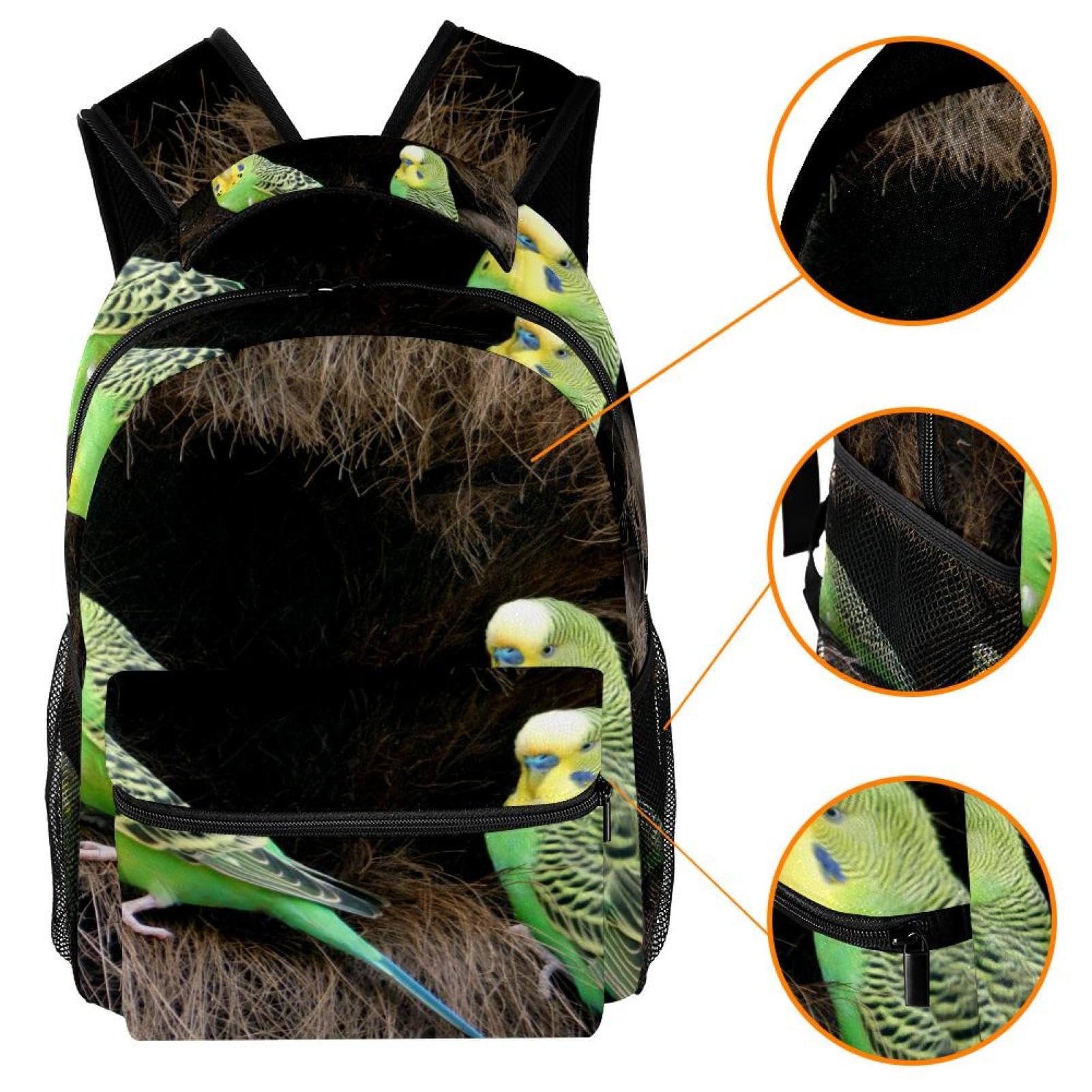 Melopsittacus - Zaino scolastico per uomo e donna, borsa da viaggio per computer portatile, leggera, zaino per libri casual