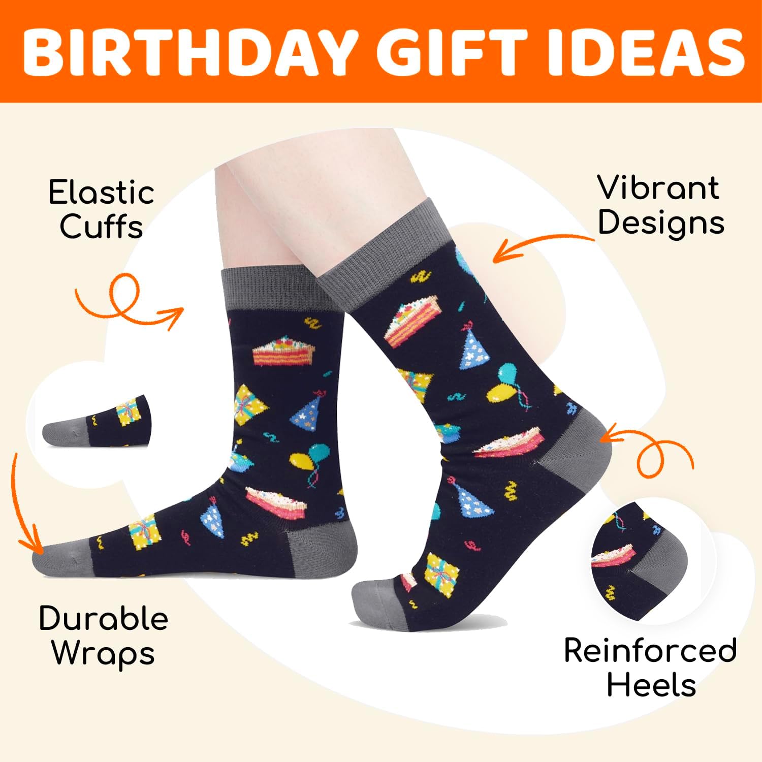 HAPPYPOP Birthday Gifts for Women Men - Novelty 20 30 40 60 70 Year Old Socks with Greeting Card - Image 4