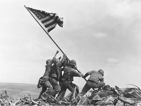 Rosenthal Raising Flag Iwo Jima Iconic WWII Photo Large Wall Art Poster Print Thick Paper 18X24 Inch