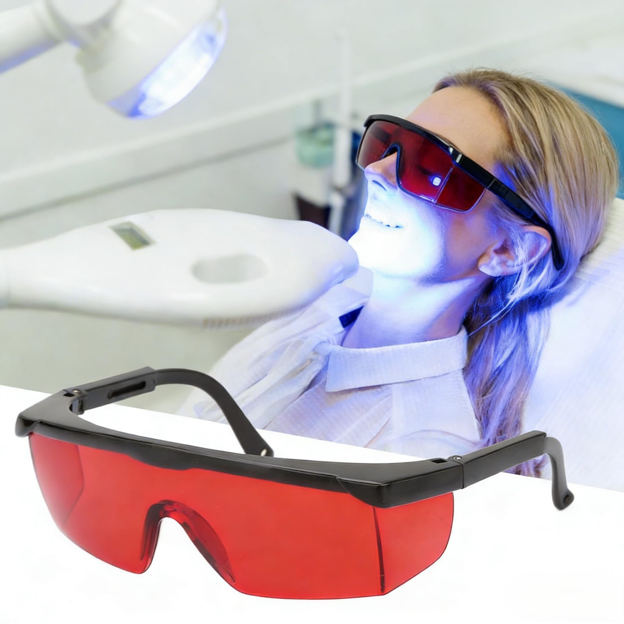Occhiali protettivi laser, occhiali protettivi laser per PC portatili Occhiali anti laser di sicurezza per tutte le direzioni per la depilazione Disinfettante UV con luce blu(Rosso)